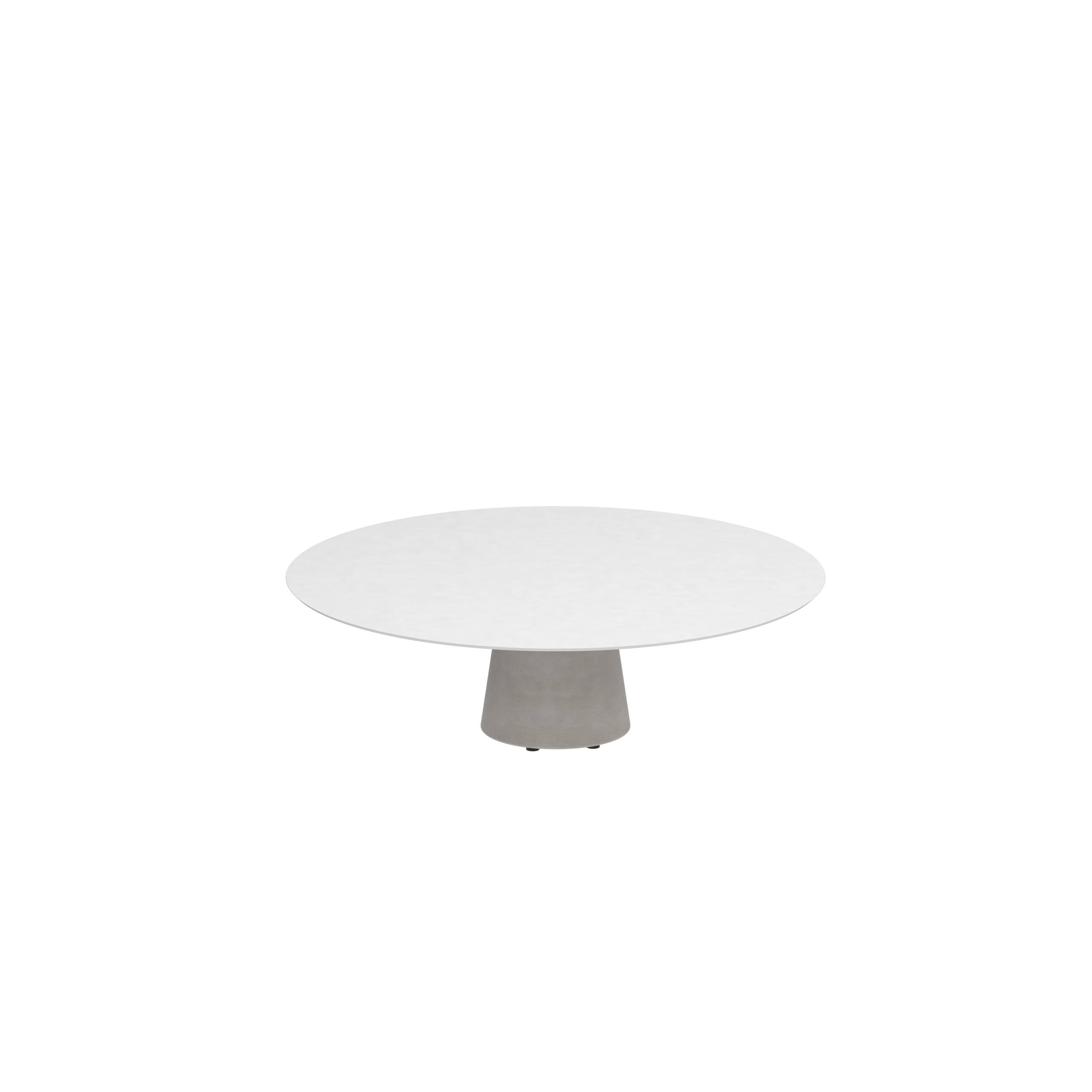 Conix Table Round Ø 160cm High Lounge Leg Concrete Cement Grey - Tabletop Ceramic White