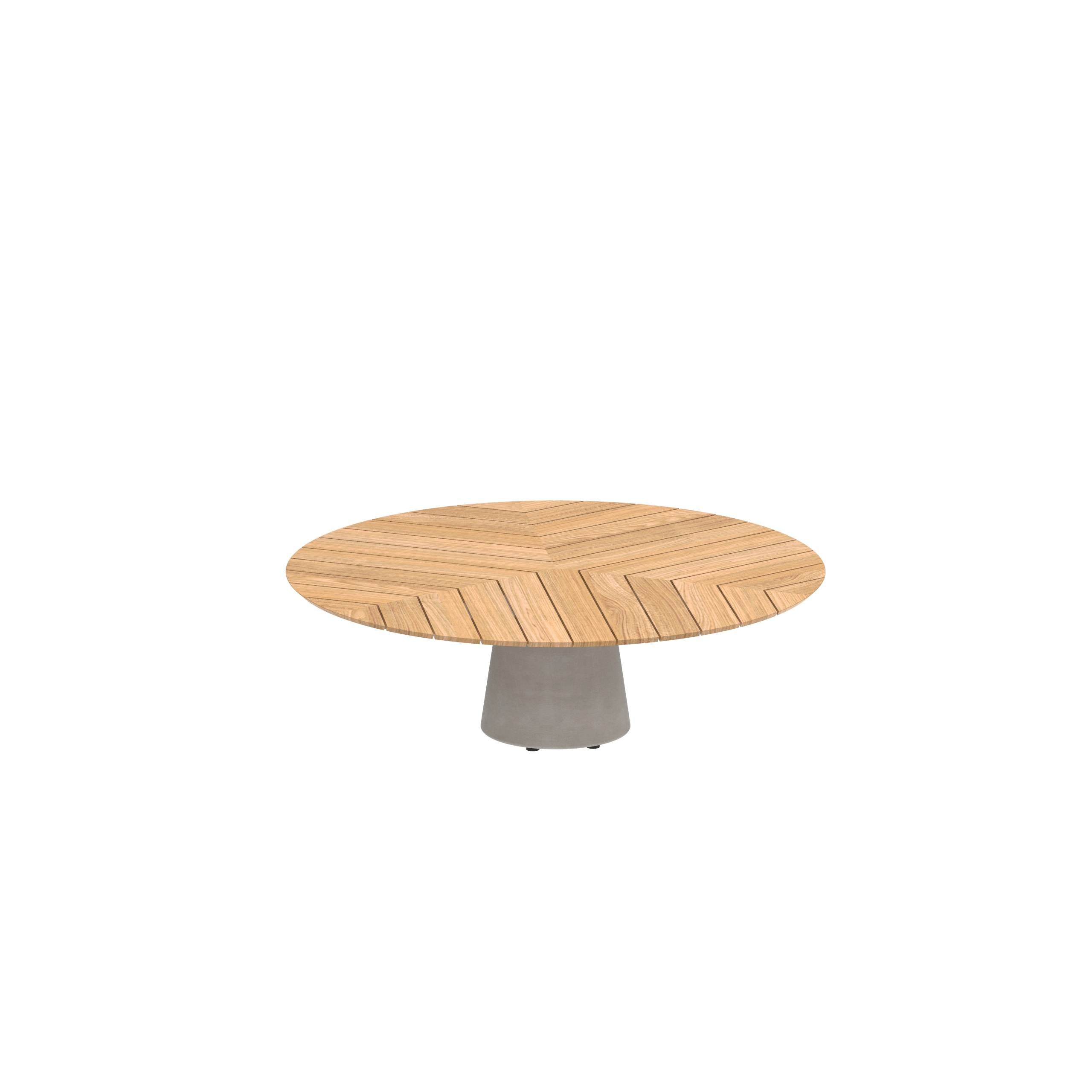 Conix Table Round Ø 160cm High Lounge Leg Concrete Cement Grey - Tabletop Teak