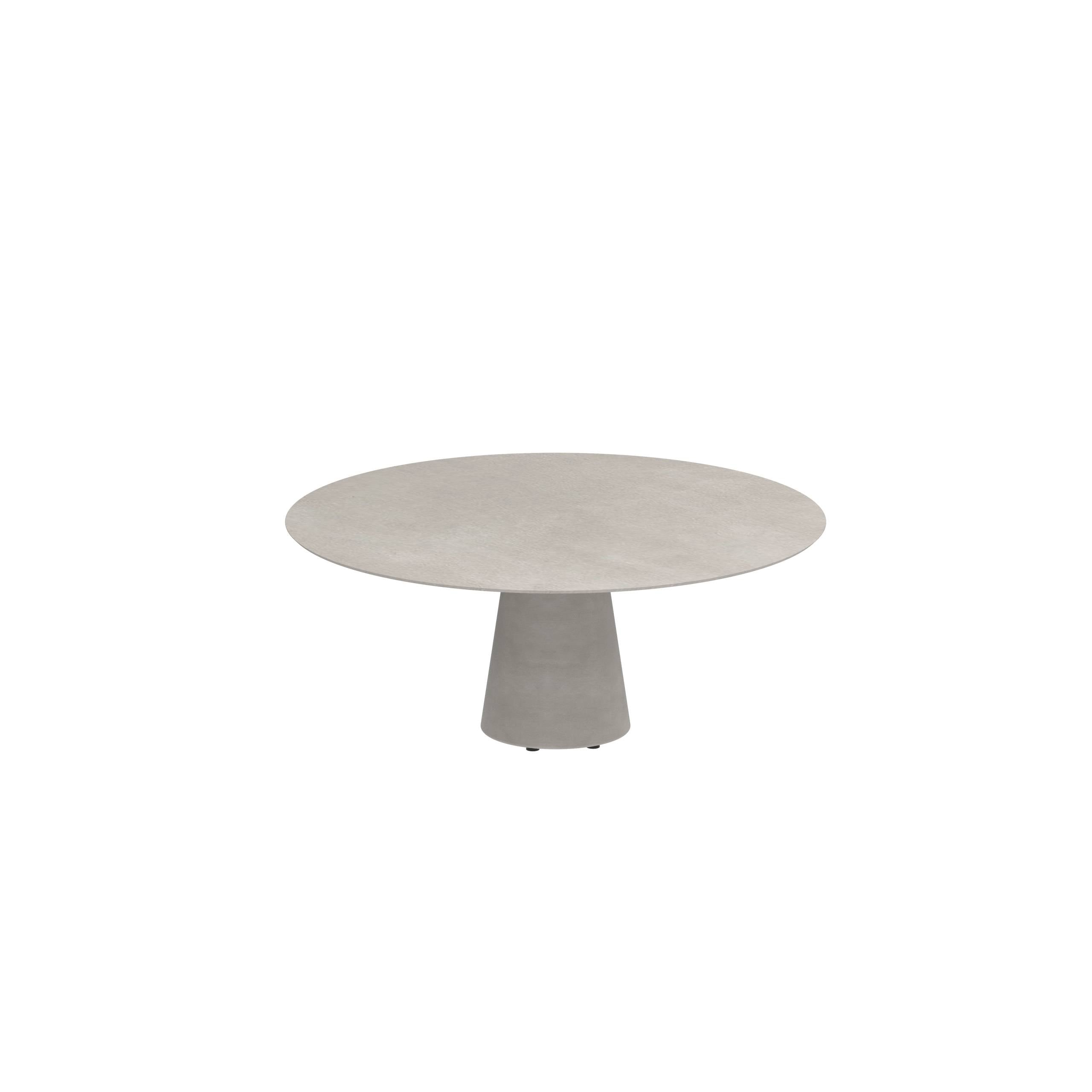 Conix Table Round Ø 160cm Low Dining Leg Concrete Cement Grey - Tabletop Ceramic Cemento Luminoso