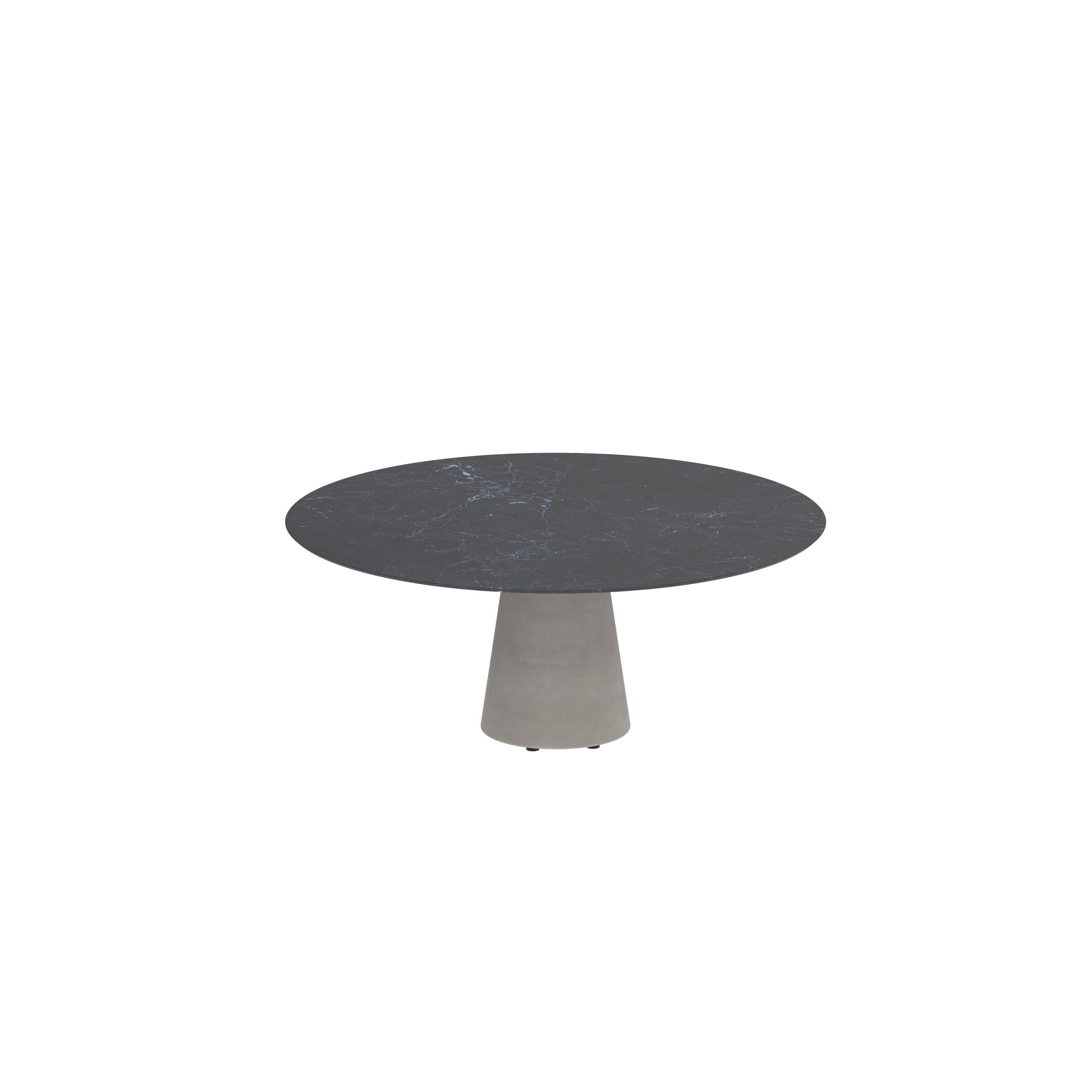Conix Table Round Ø 160cm Low Dining Leg Concrete Cement Grey - Tabletop Ceramic Nero Marquina