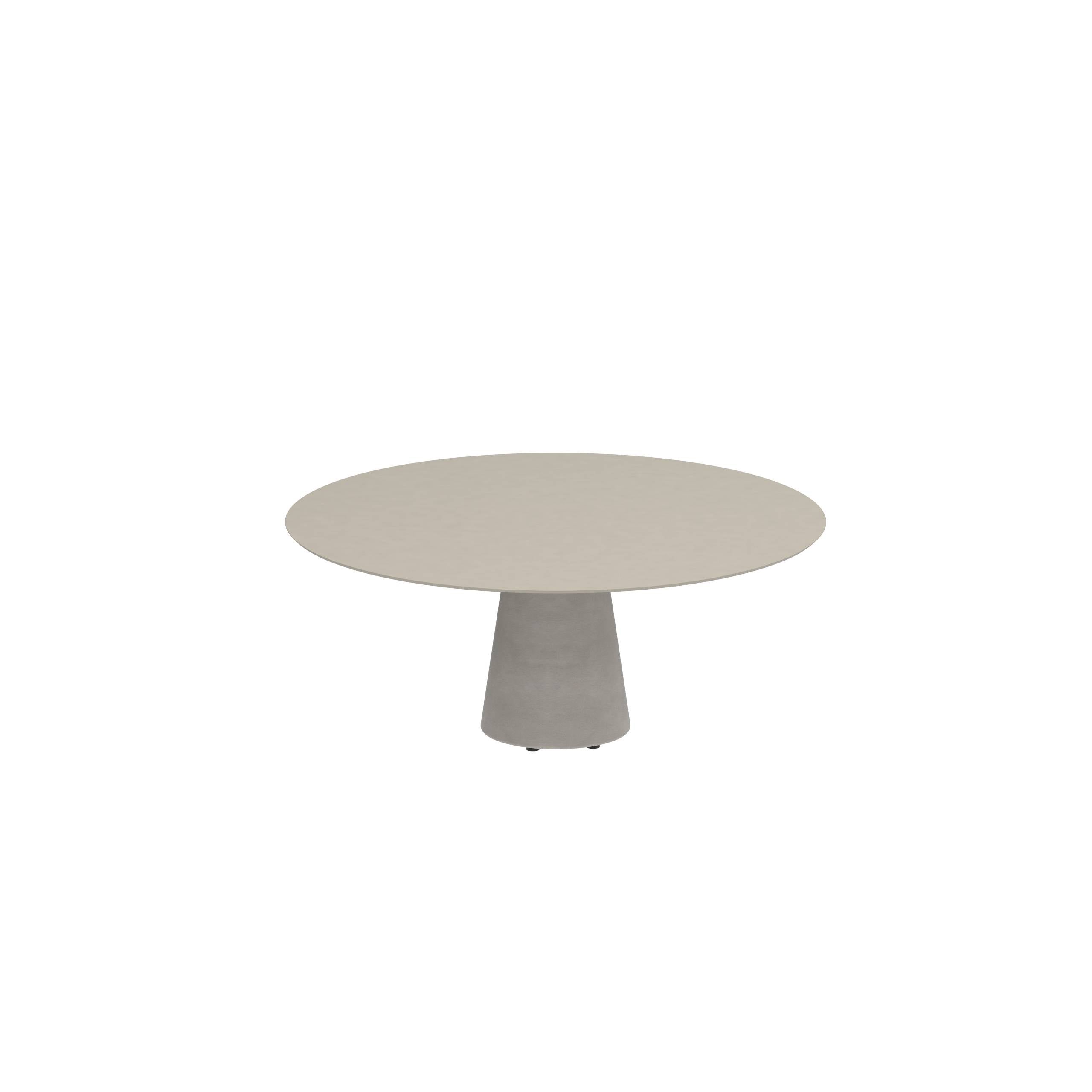 Conix Table Round Ø 160cm Low Dining Leg Concrete Cement Grey - Tabletop Ceramic Pearl Grey