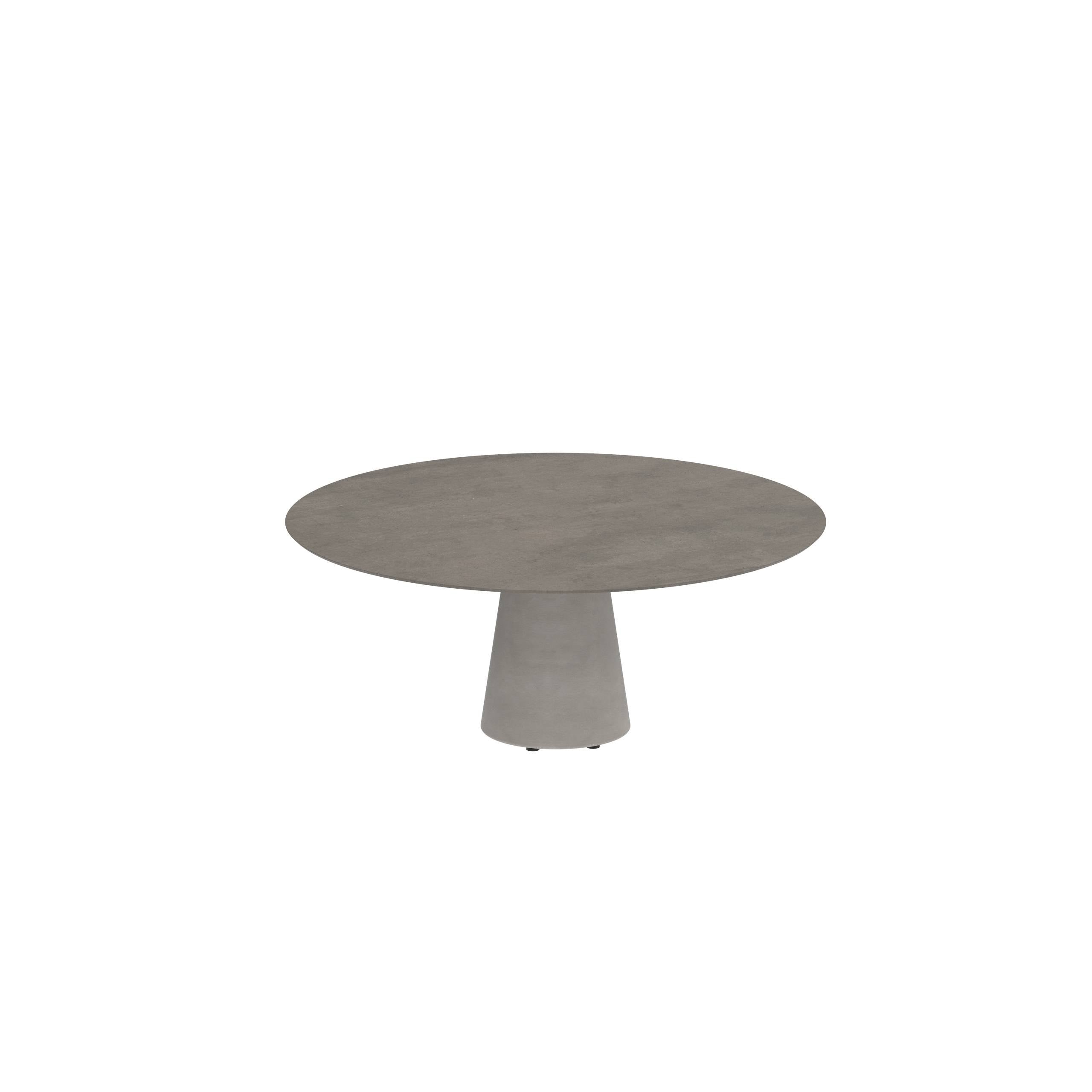 Conix Table Round Ø 160cm Low Dining Leg Concrete Cement Grey - Tabletop Ceramic Terra Marrone