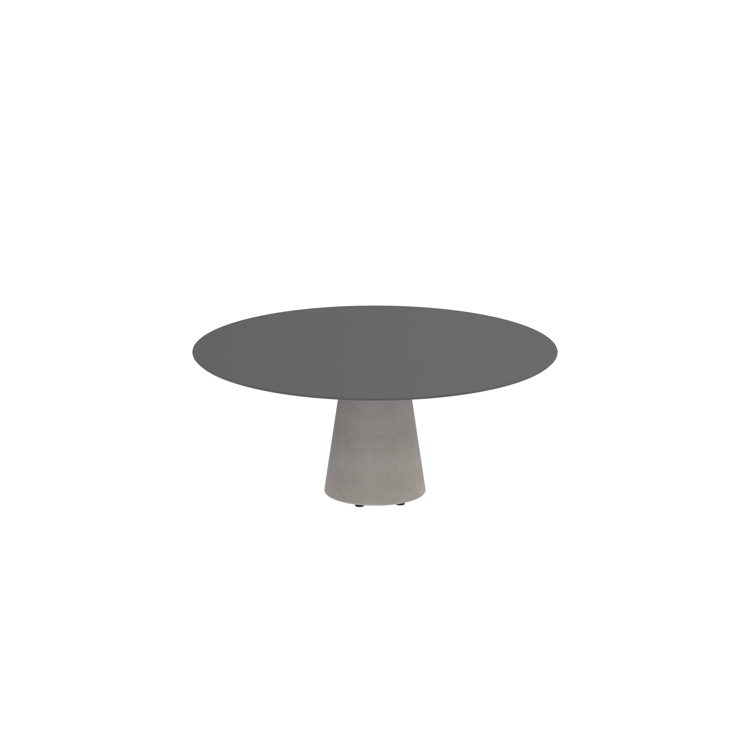 Conix Table Round Ø 160cm Low Dining Leg Concrete Cement Grey - Tabletop Ceramic Black