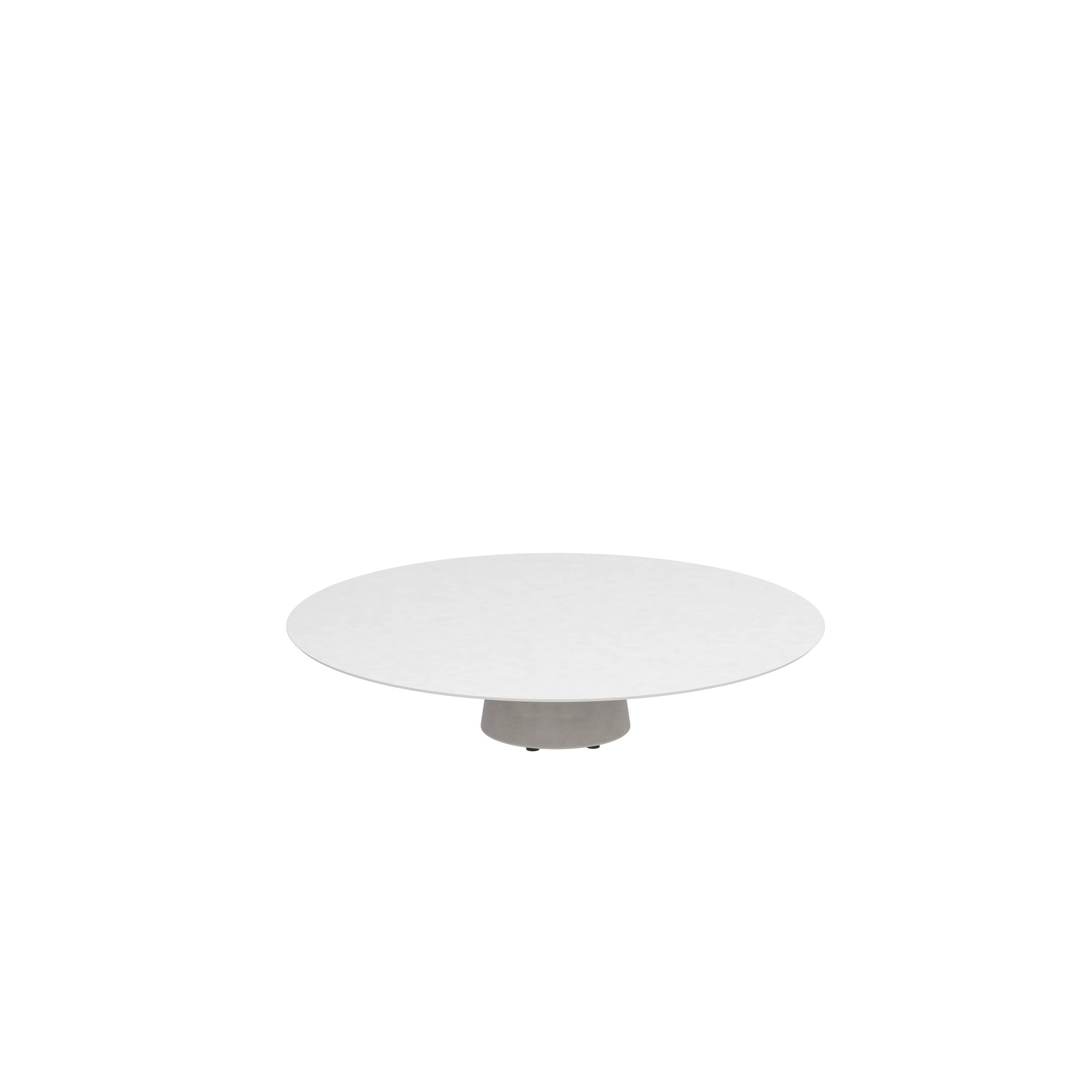 Conix Table Round Ø 160cm Low Lounge Leg Concrete Cement Grey - Tabletop Ceramic White