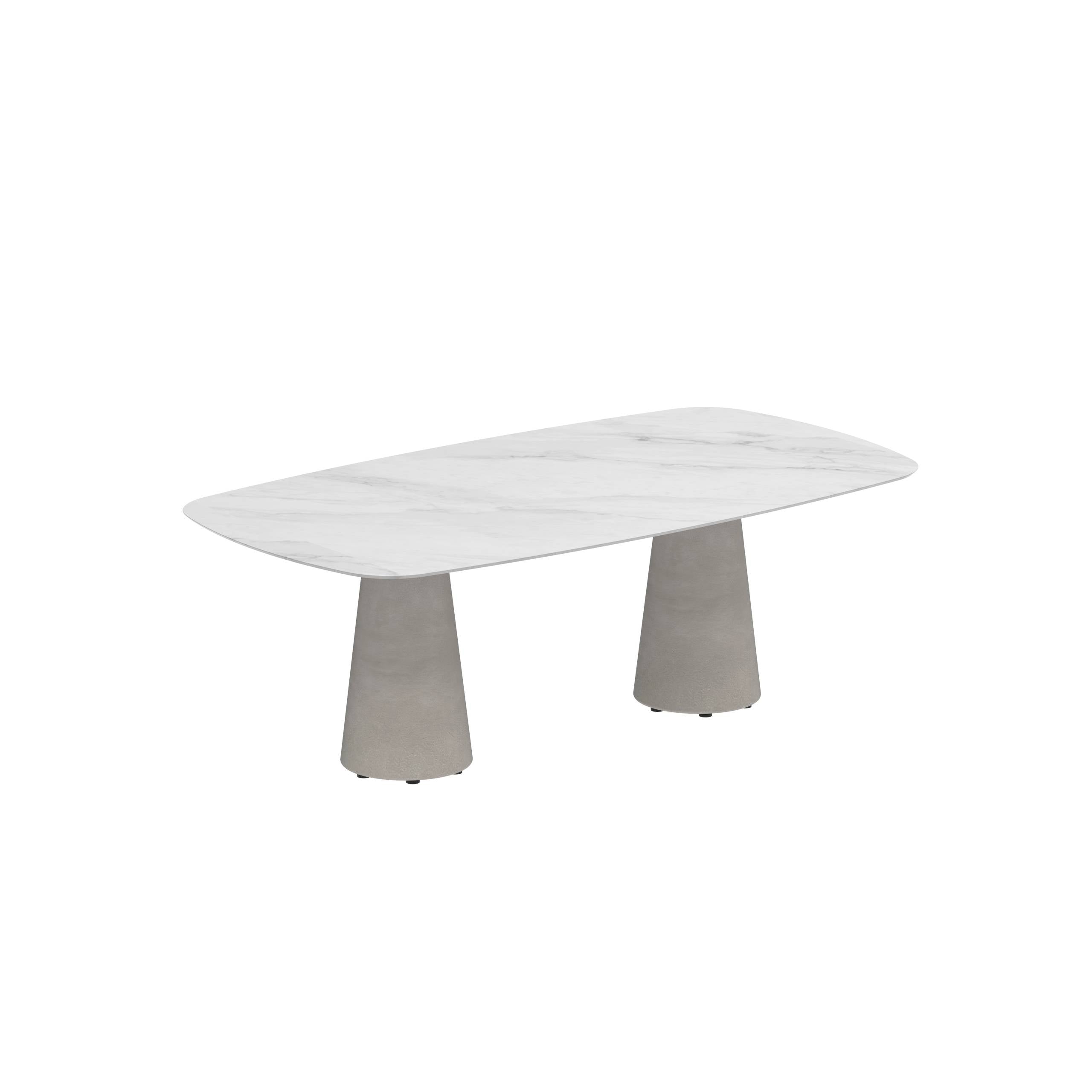 Conix Table 220x120 Cm Legs Concrete Cement Grey - Table Top Ceramic Bianco Statuario