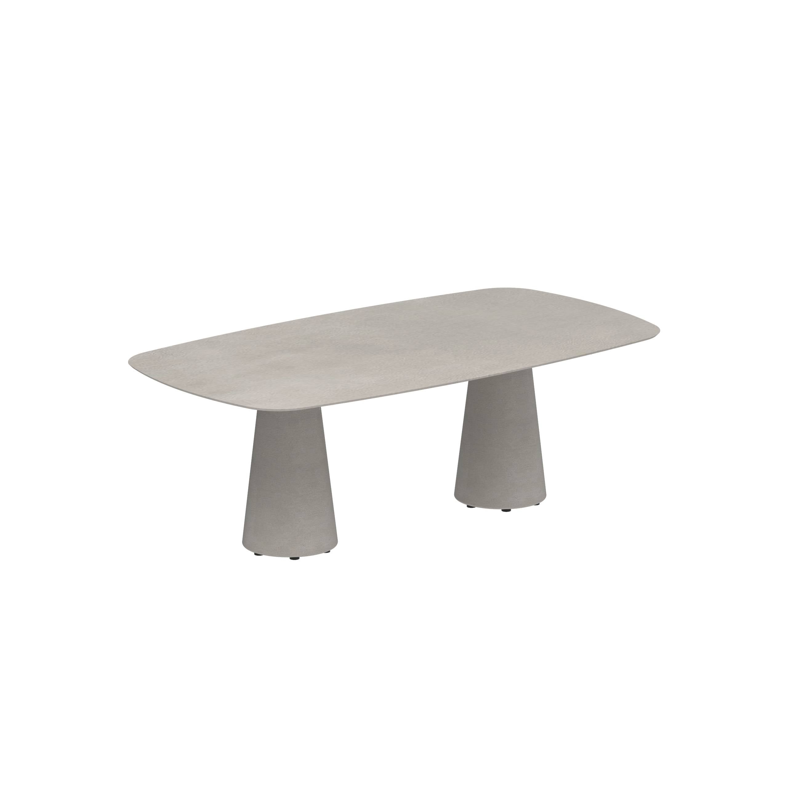 Conix Table 220x120 Cm Legs Concrete Cement Grey - Table Top Ceramic Cemento Luminoso