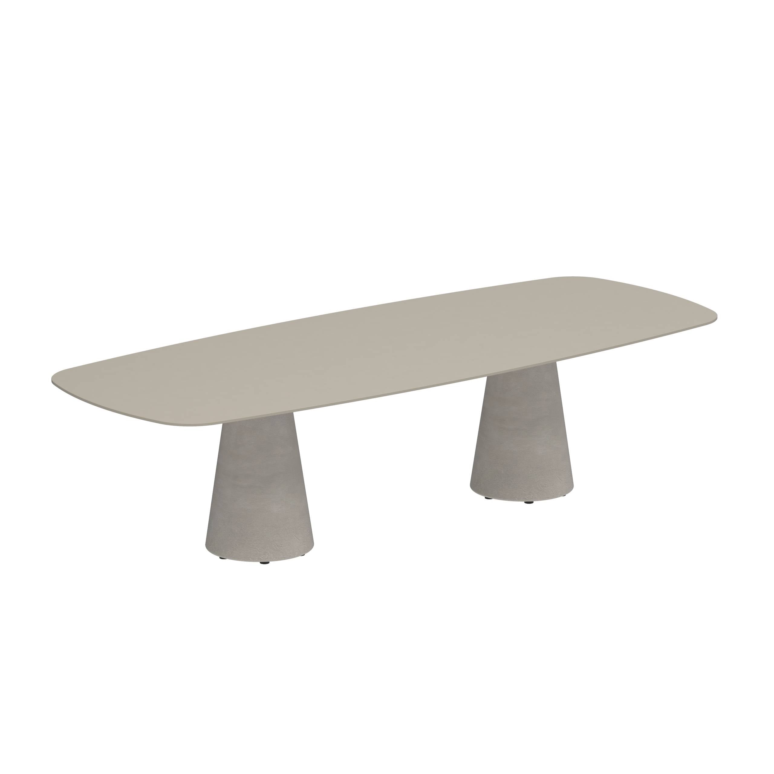 Conix Table 220x120 Cm Legs Concrete Cement Grey - Table Top Ceramic Pearl Grey