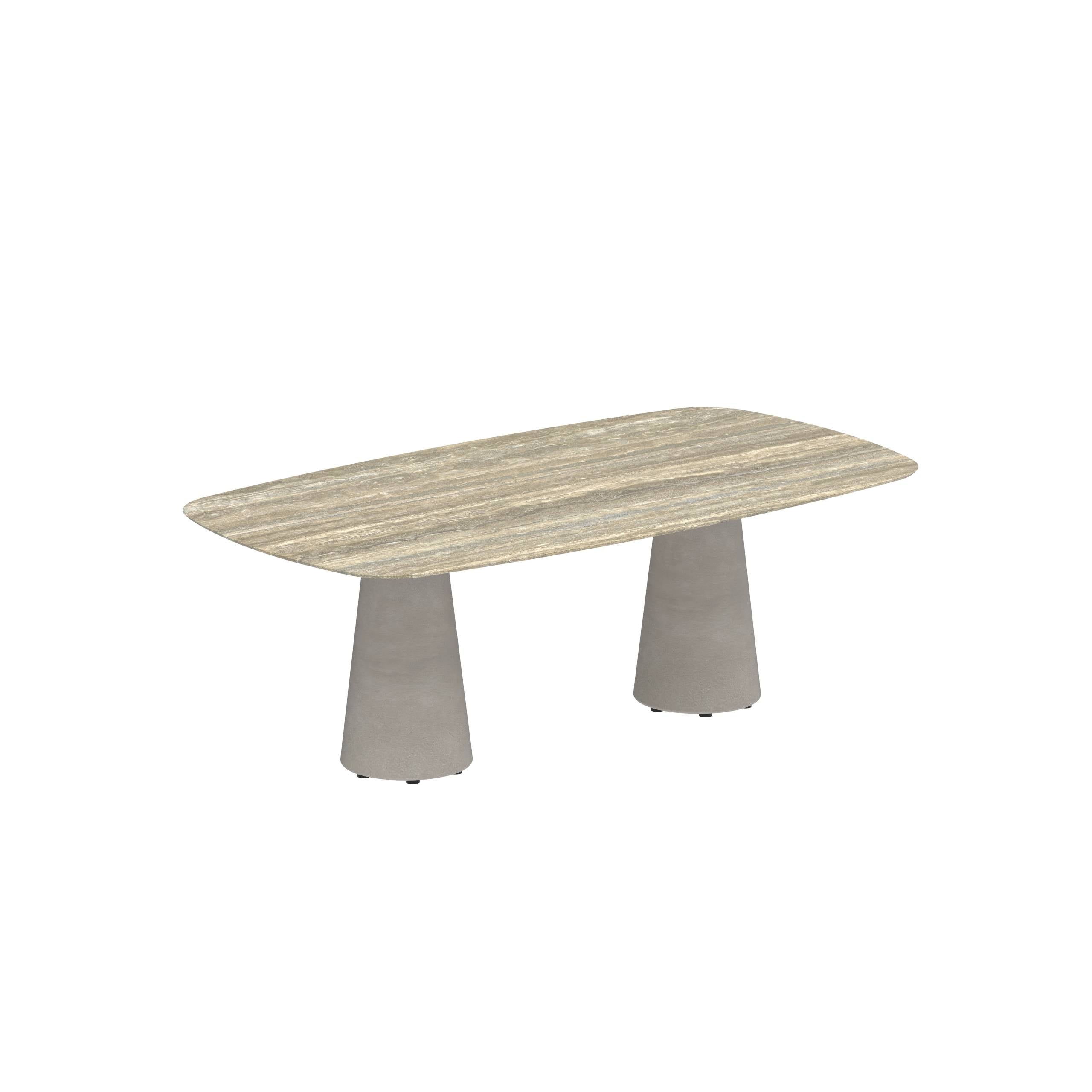 Conix Table 220x120 Cm Legs Concrete Cement Grey - Table Top Ceramic Travertino