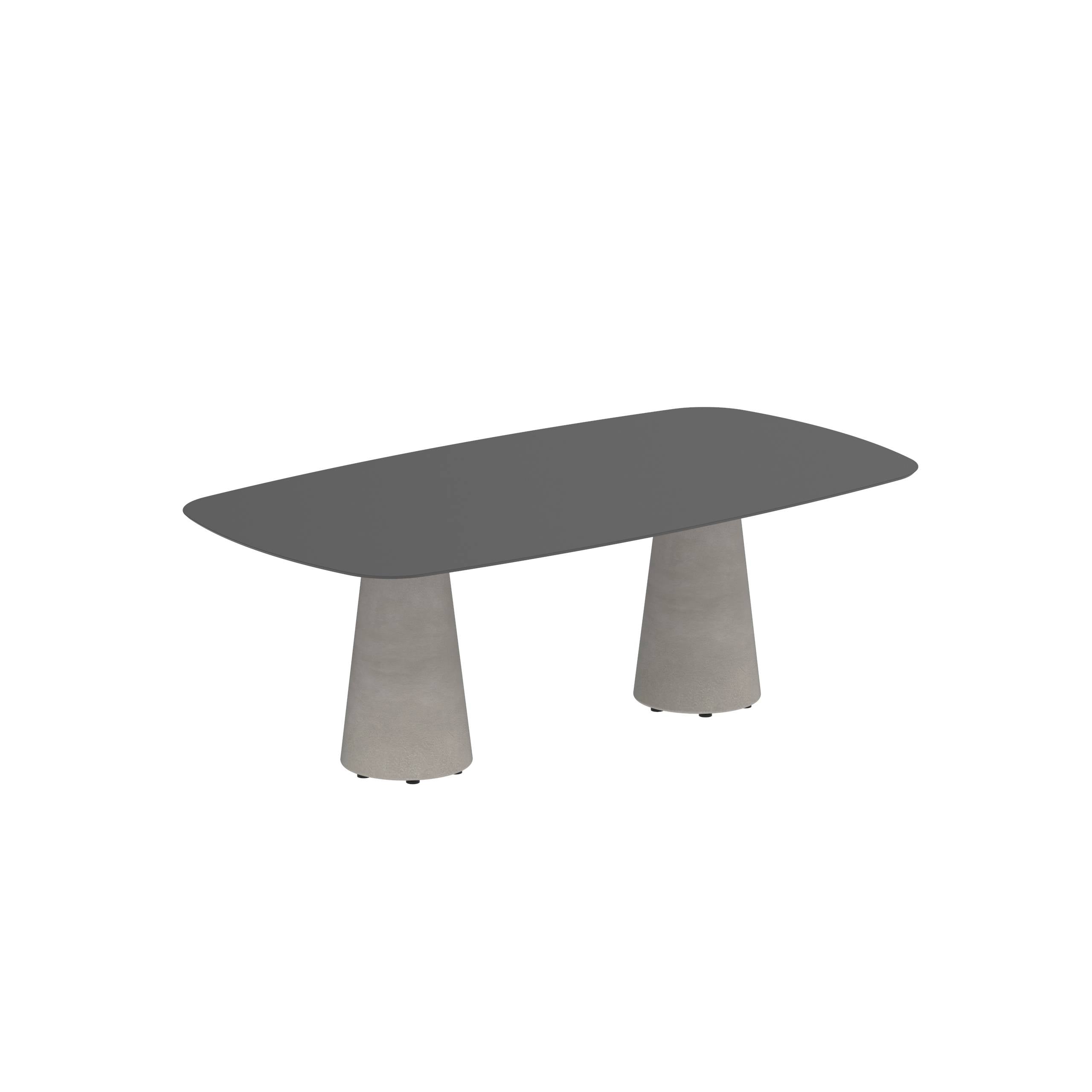 Conix Table 220x120 Cm Legs Concrete Cement Grey - Table Top Ceramic Black