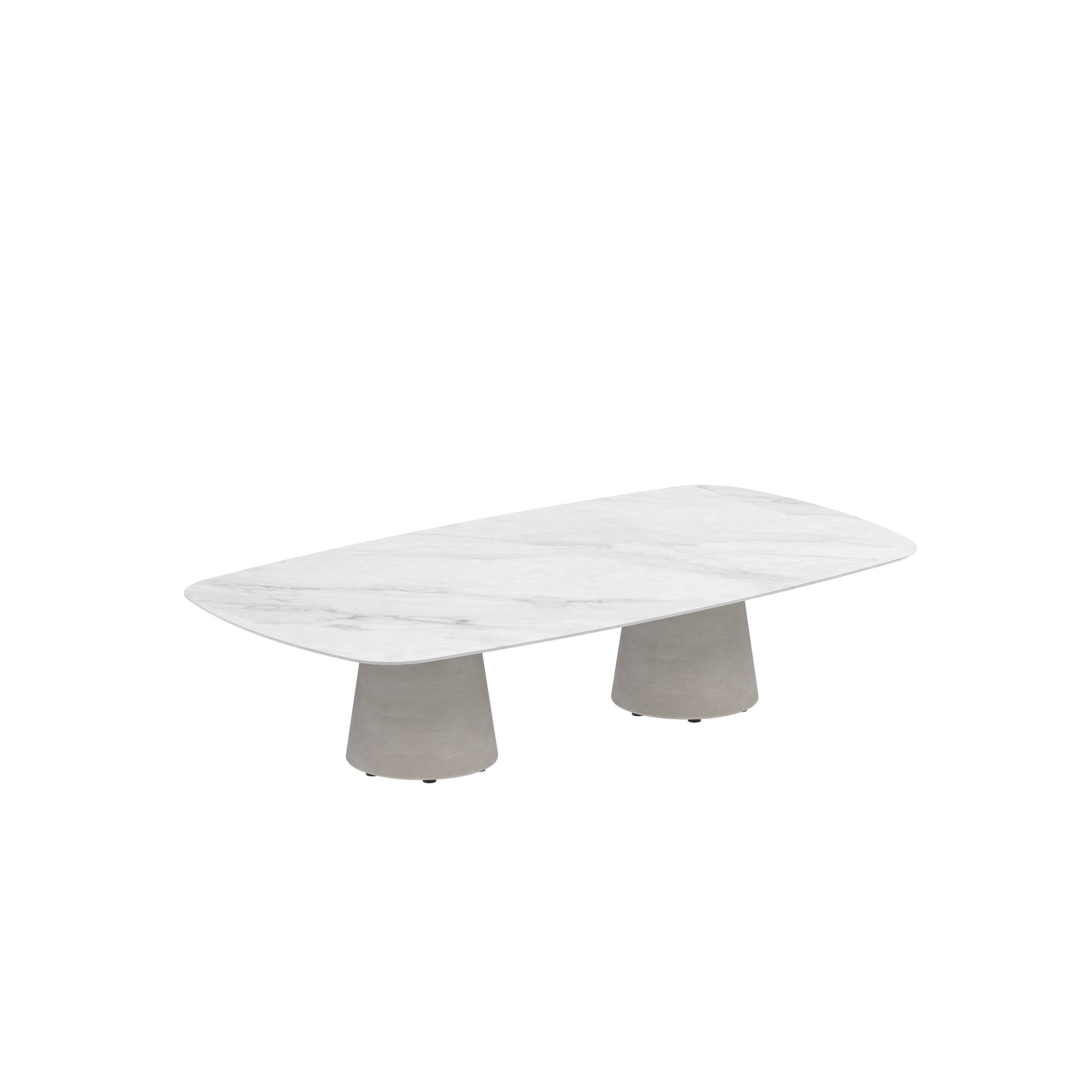 Conix Table 220x120 Cm High Lounge Legs Concrete Cement Grey - Table Top Ceramic Bianco Statuario