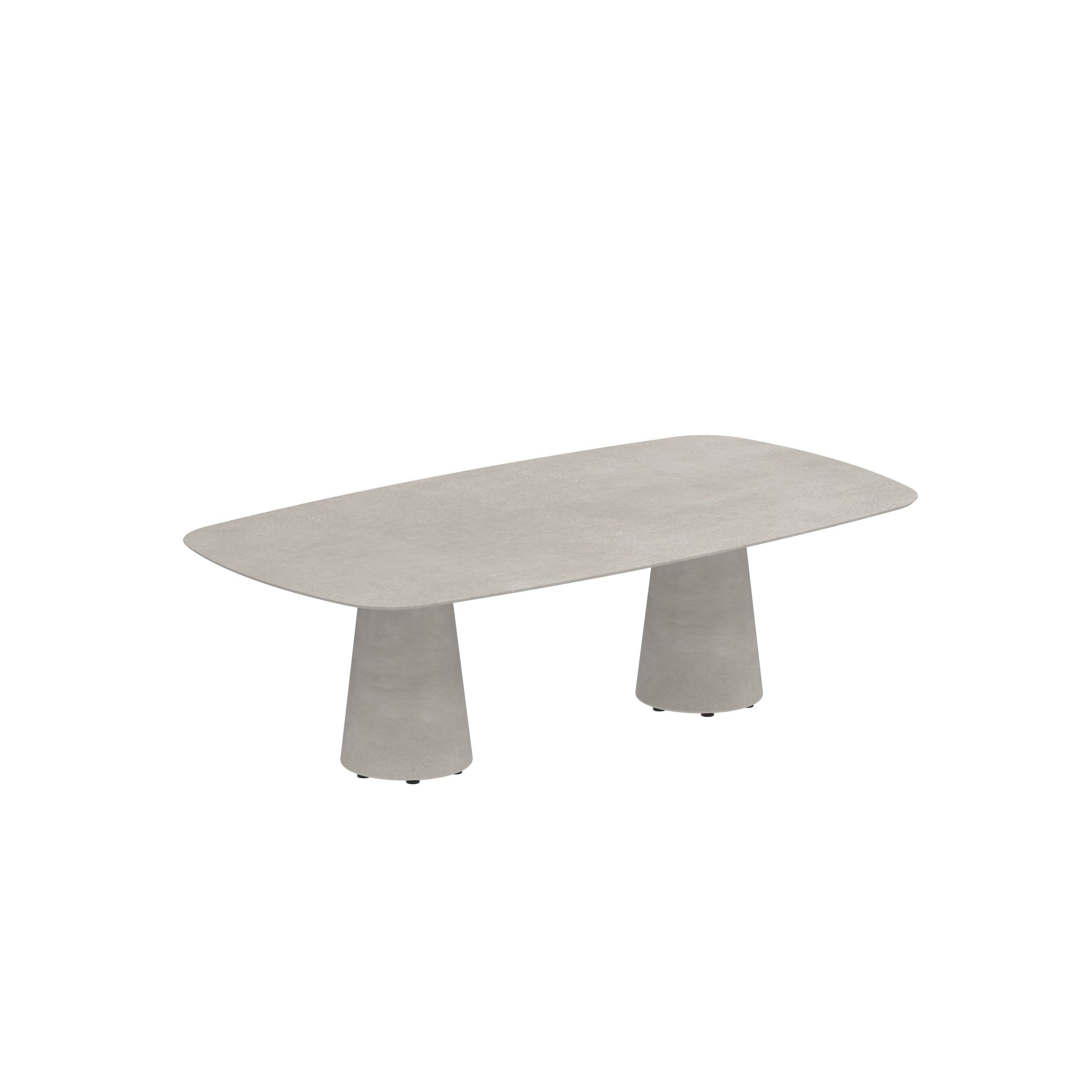 Conix Table 220x120 Cm Low Dining Legs Concrete Cement Grey - Table Top Ceramic Cemento Luminoso