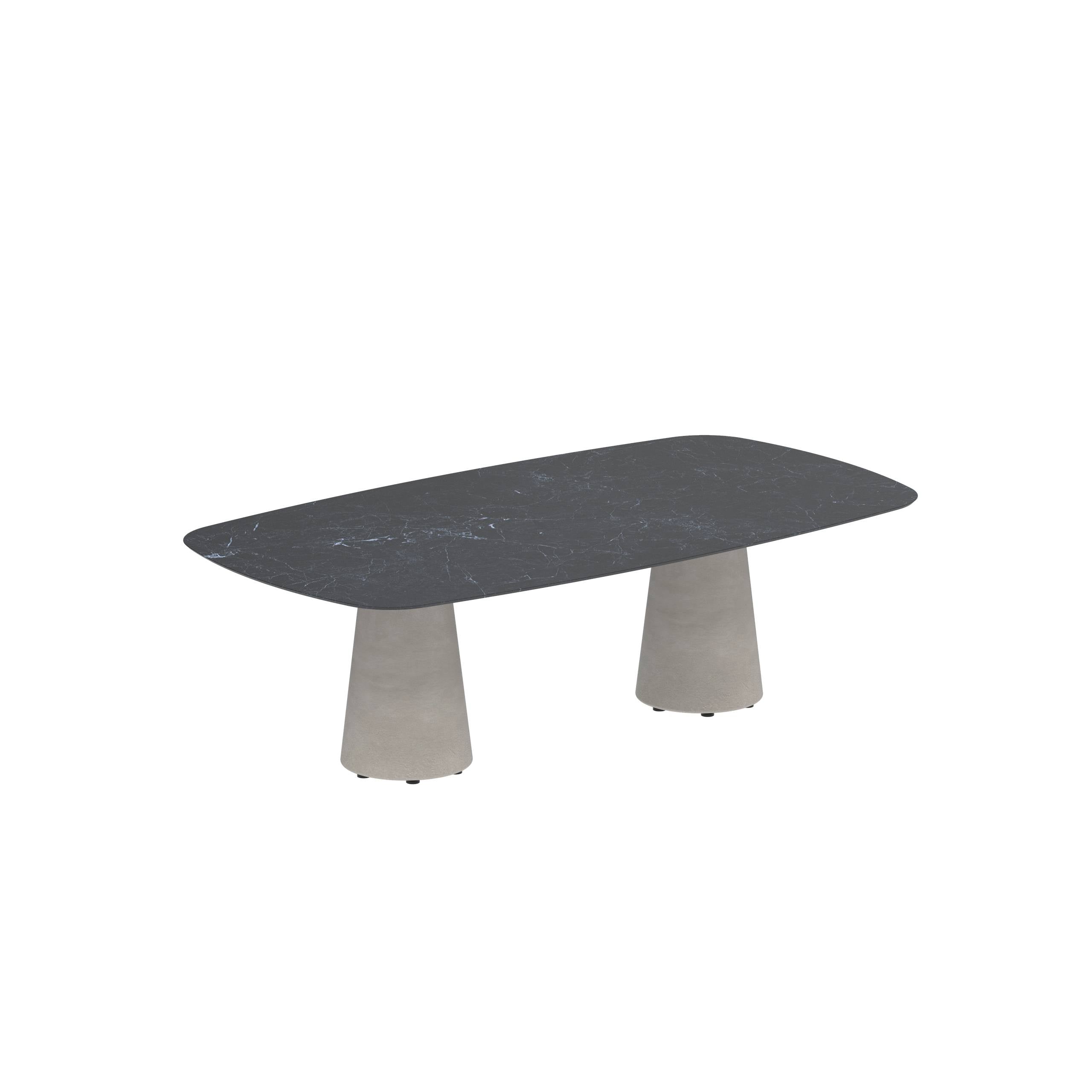 Conix Table 220x120 Cm Low Dining Legs Concrete Cement Grey - Table Top Ceramic Nero Marquina