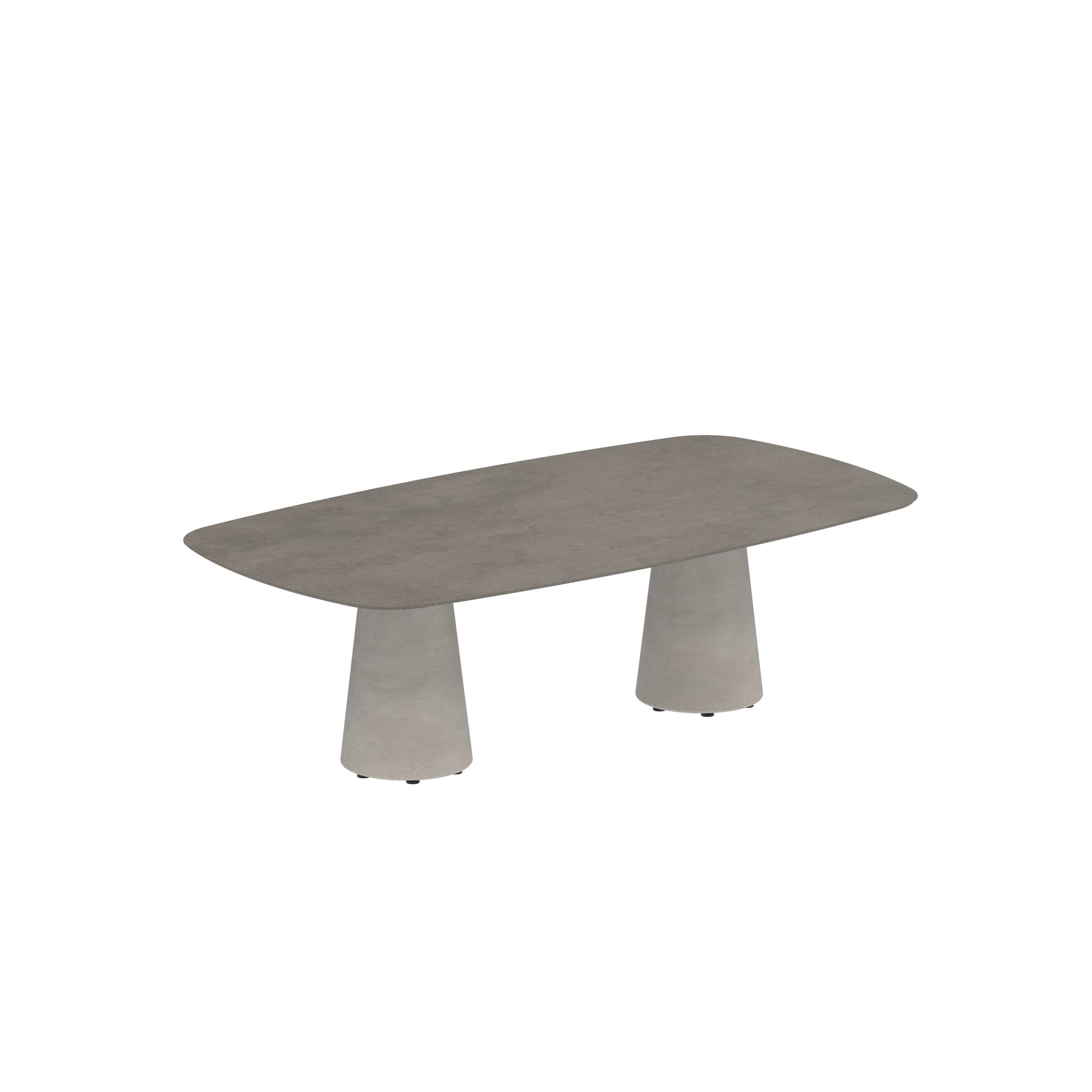 Conix Table 220x120 Cm Low Dining Legs Concrete Cement Grey - Table Top Ceramic Terra Marrone