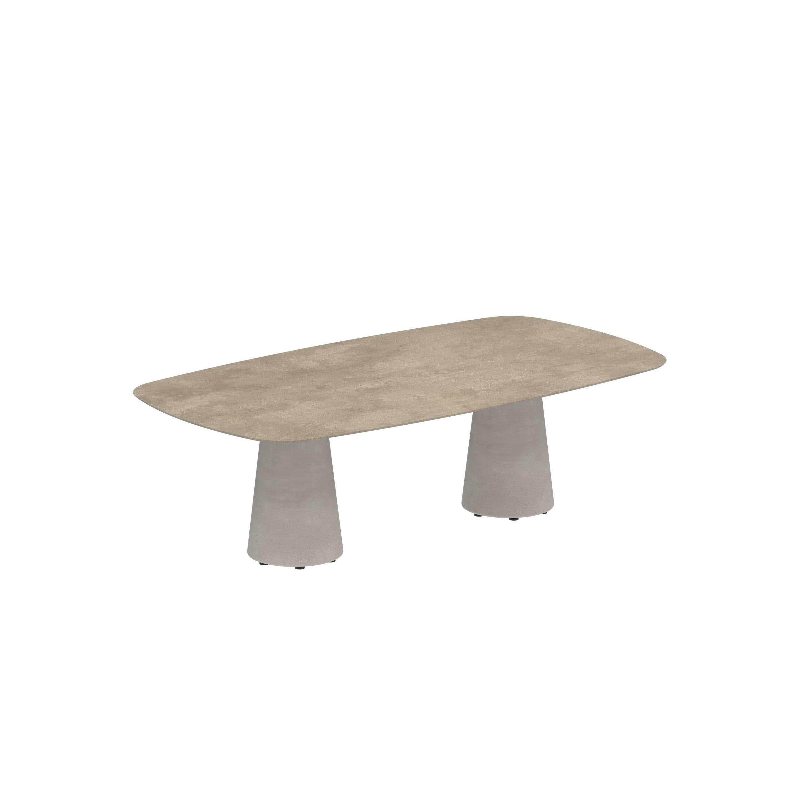 Conix Table 220x120 Cm Low Dining Legs Concrete Cement Grey - Table Top Ceramic Terra Sabbia