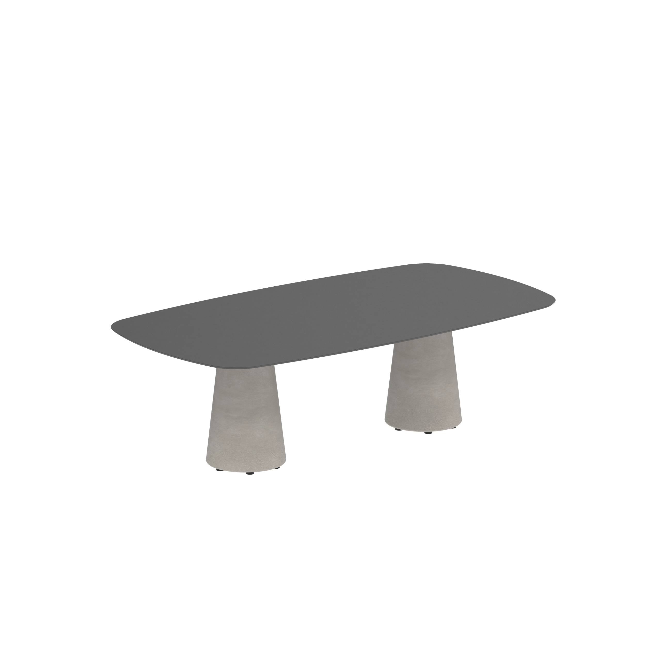 Conix Table 220x120 Cm Low Dining Legs Concrete Cement Grey - Table Top Ceramic Black