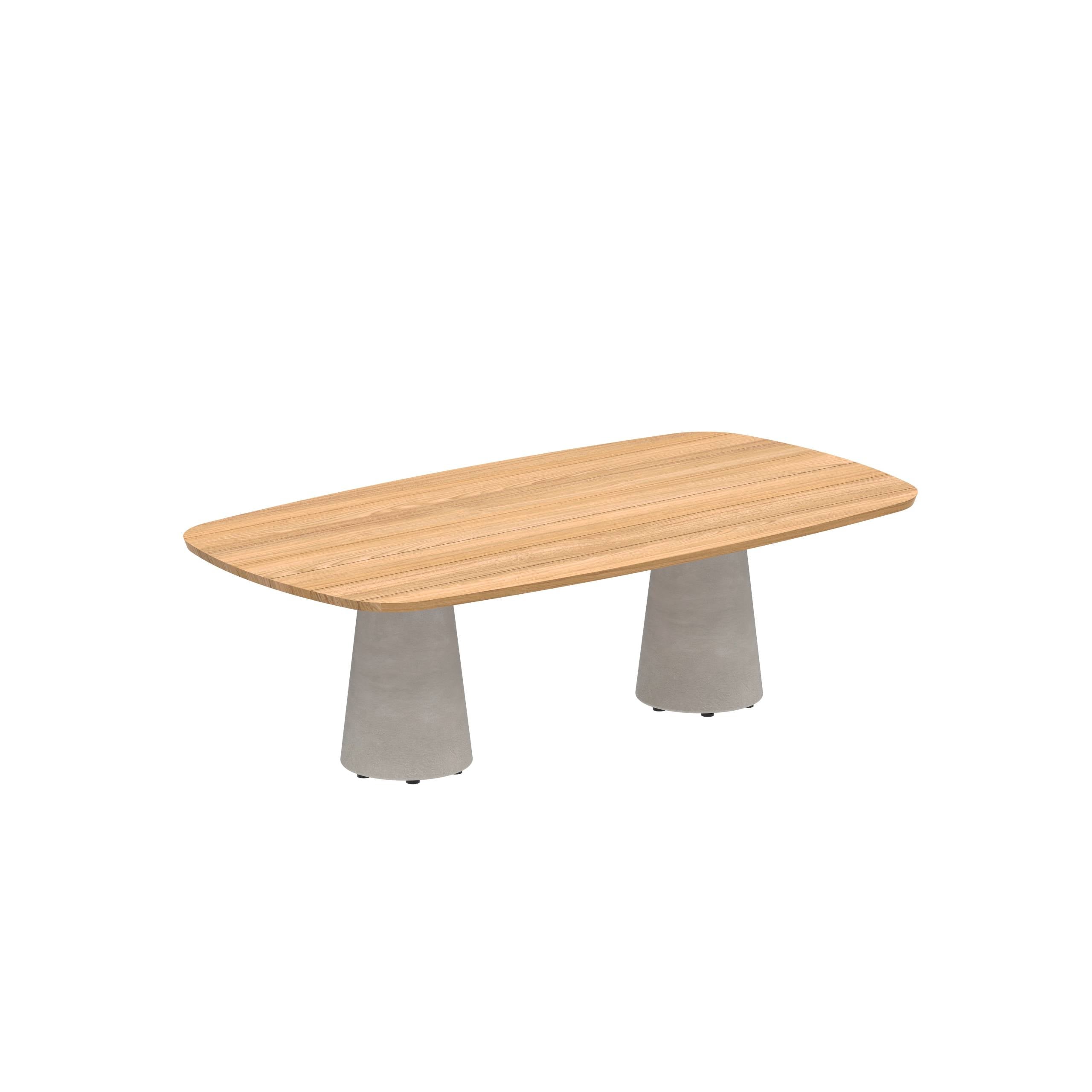 Conix Table 220x120 Cm Low Dining Legs Concrete Cement Grey - Table Top Teak