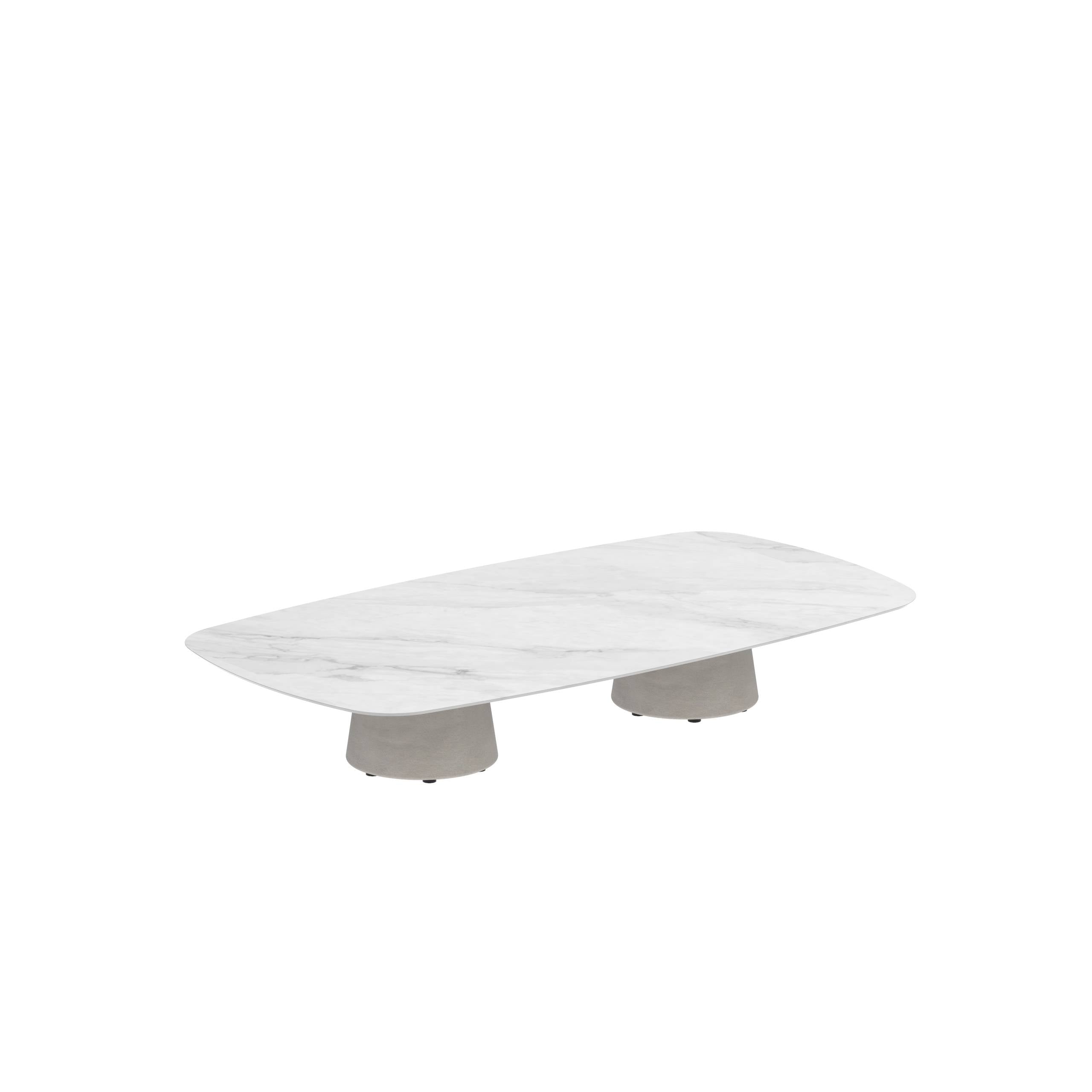 Conix Table 220x120 Cm Low Lounge Legs Concrete Cement Grey - Table Top Ceramic Bianco Statuario