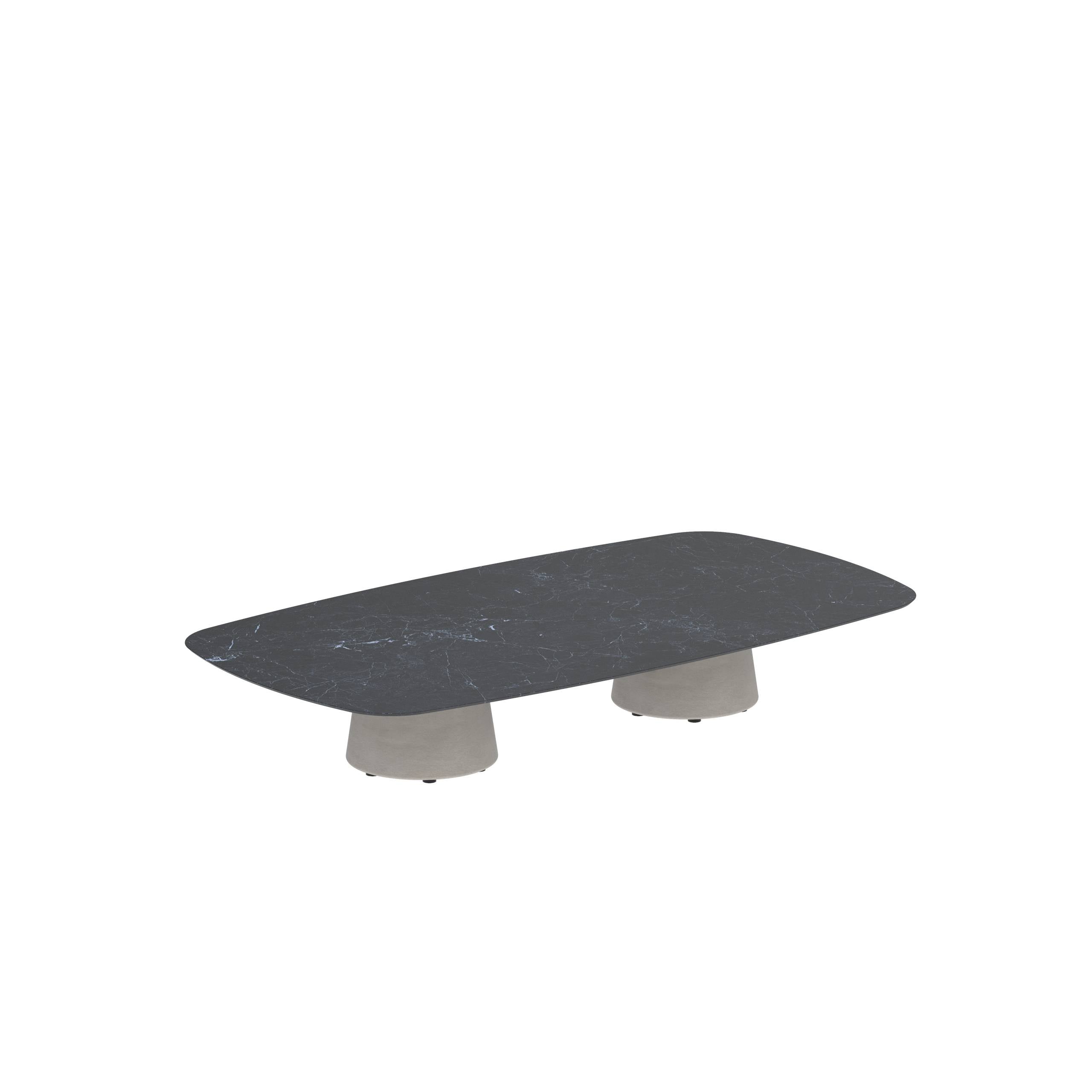 Conix Table 220x120 Cm Low Lounge Legs Concrete Cement Grey - Table Top Ceramic Nero Marquina