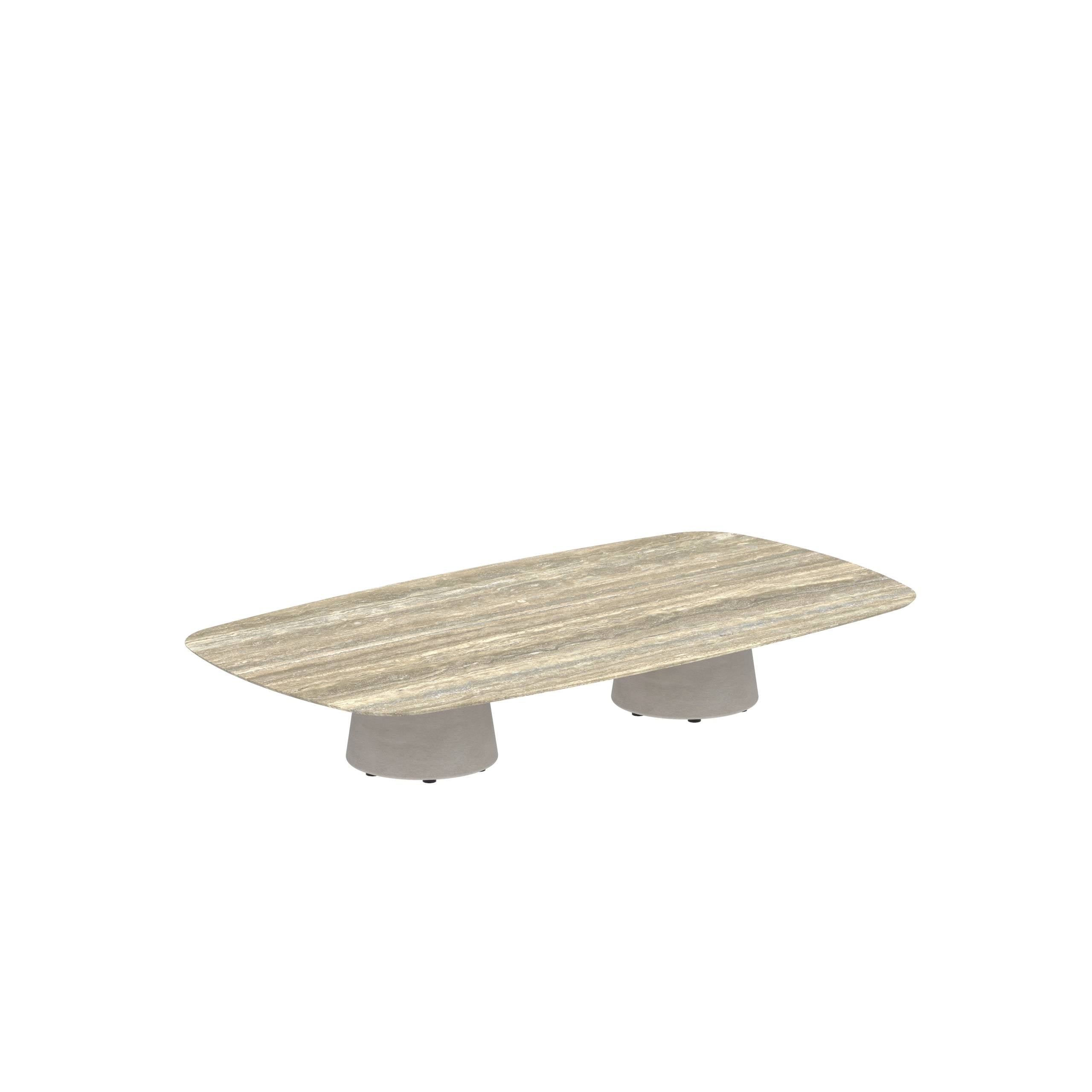 Conix Table 220x120 Cm Low Lounge Legs Concrete Cement Grey - Table Top Ceramic Travertino