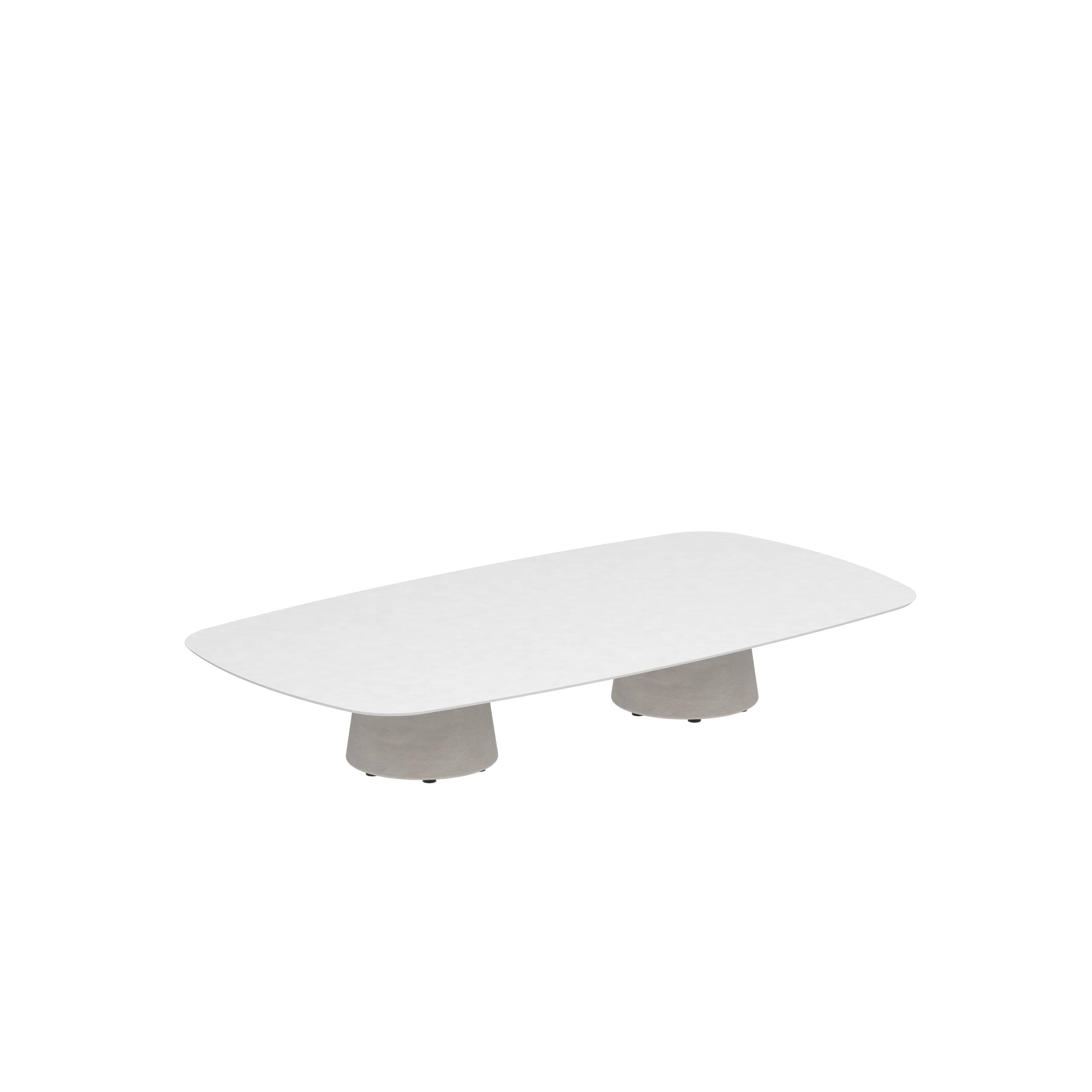 Conix Table 220x120 Cm Low Lounge Legs Concrete Cement Grey - Table Top Ceramic White