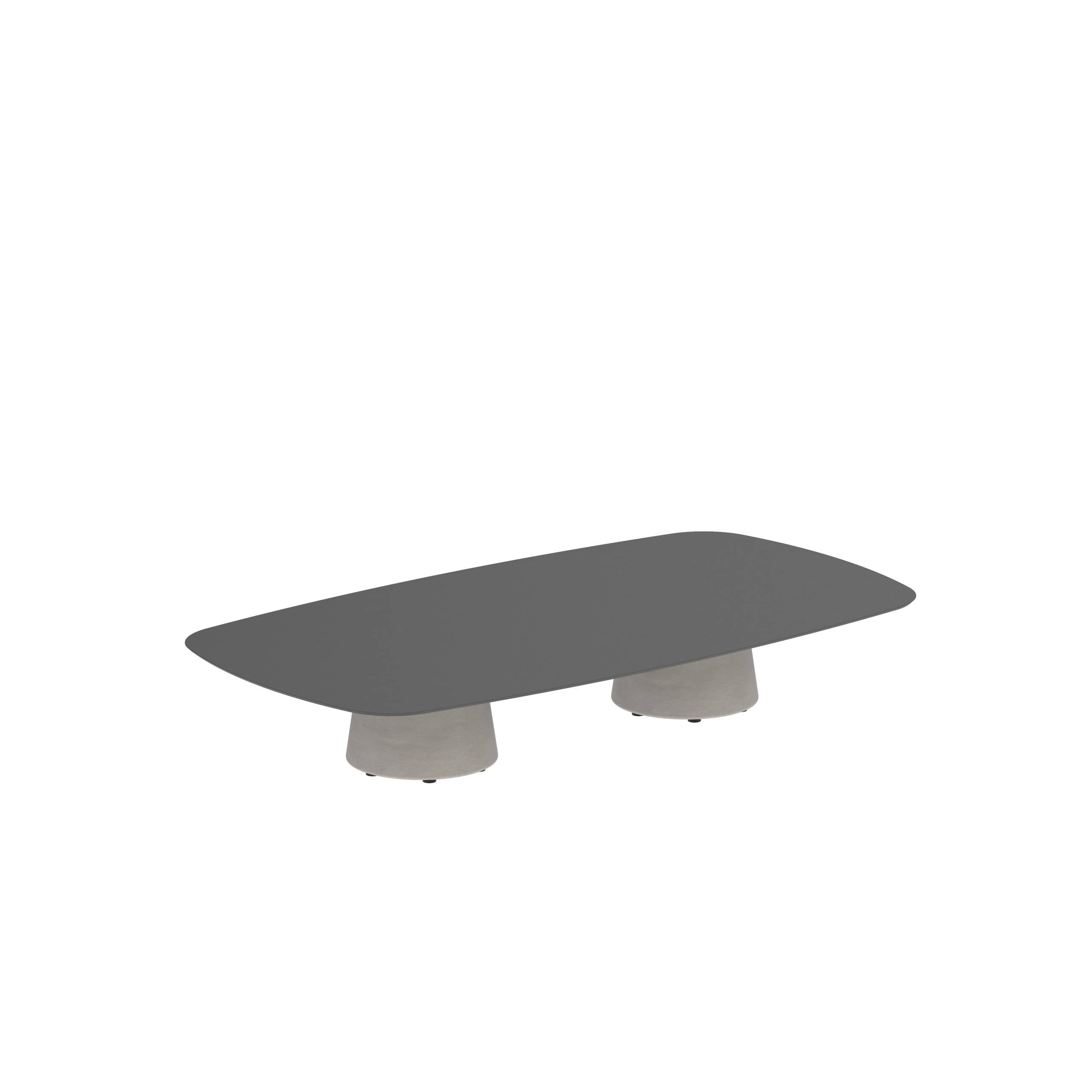 Conix Table 220x120 Cm Low Lounge Legs Concrete Cement Grey - Table Top Ceramic Black