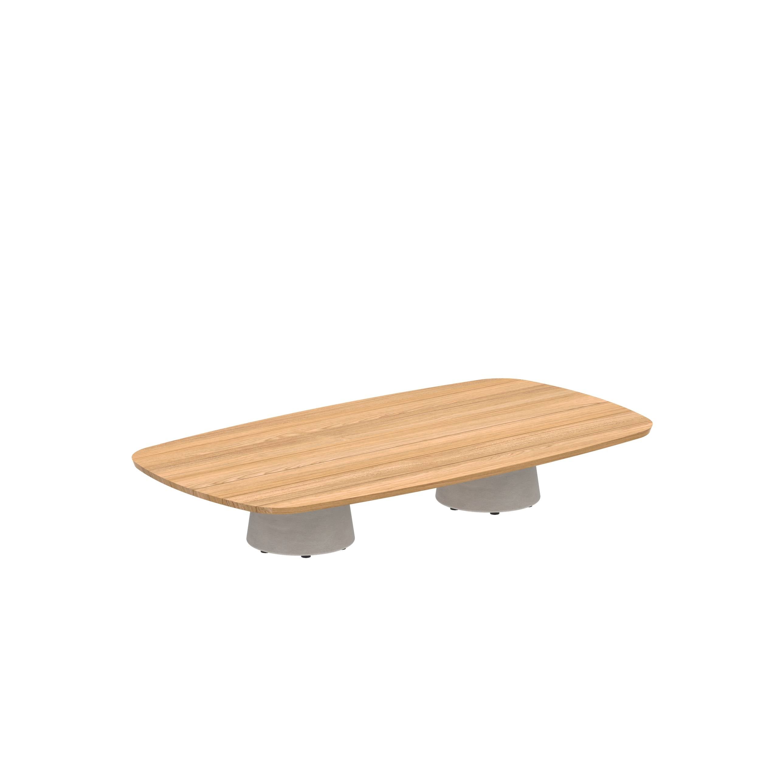 Conix Table 220x120 Cm Low Lounge Legs Concrete Cement Grey - Table Top Teak