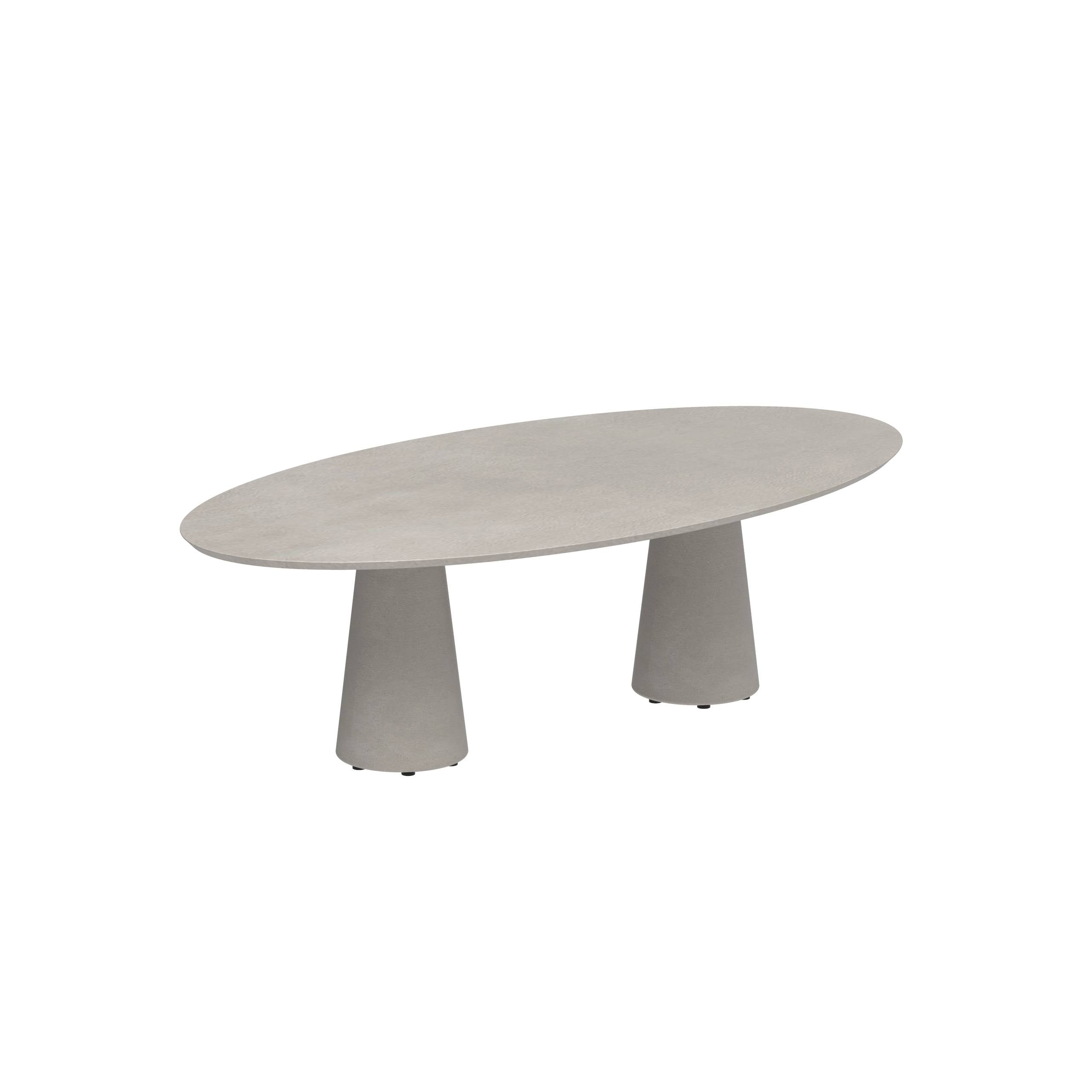 Conix Table Ellipse 250x130 Legs Concrete Cement Grey - Table Top Concrete