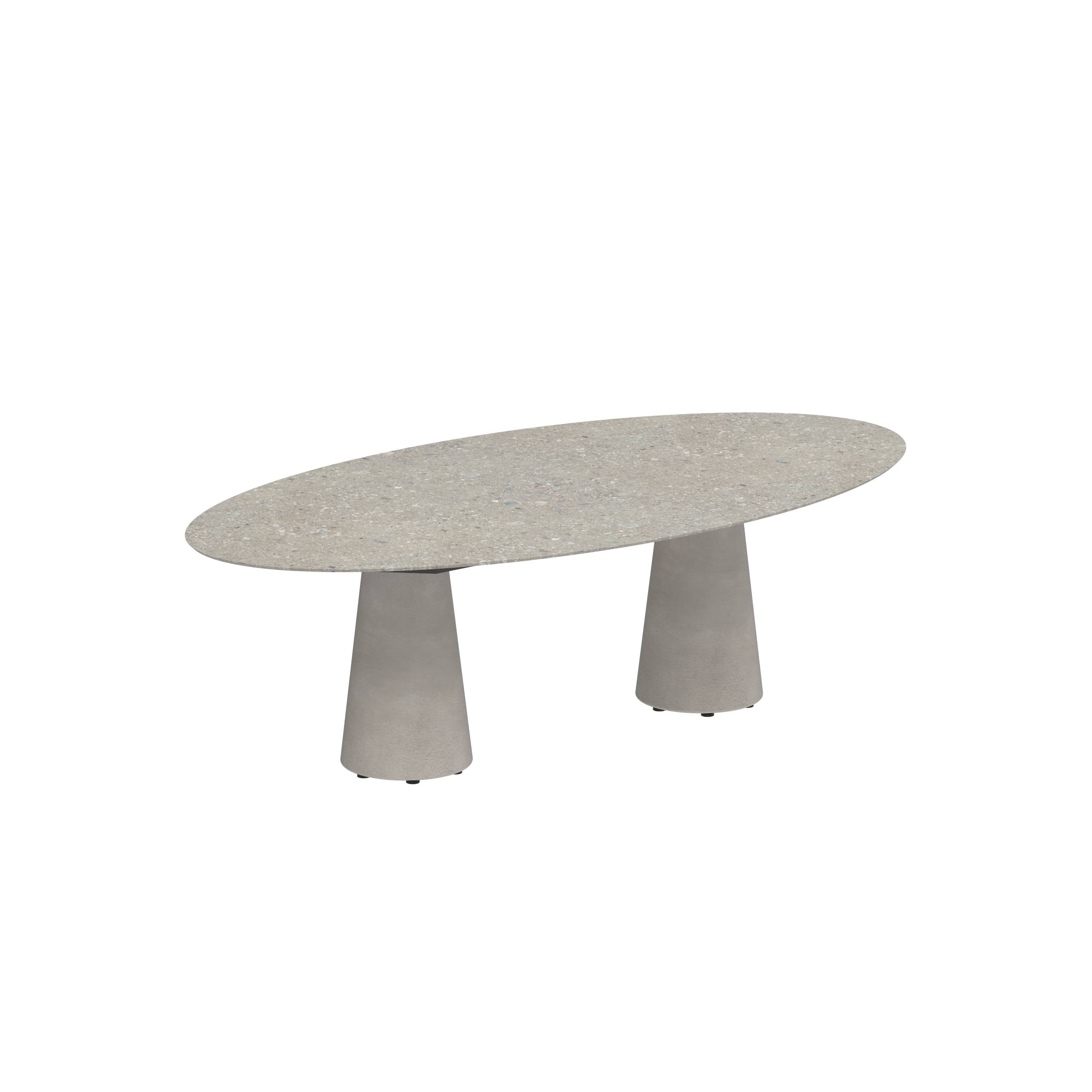 Conix Table Ellipse 250x130 Legs Concrete Cement Grey - Table Top Ceramic Ceppo Dolomitica