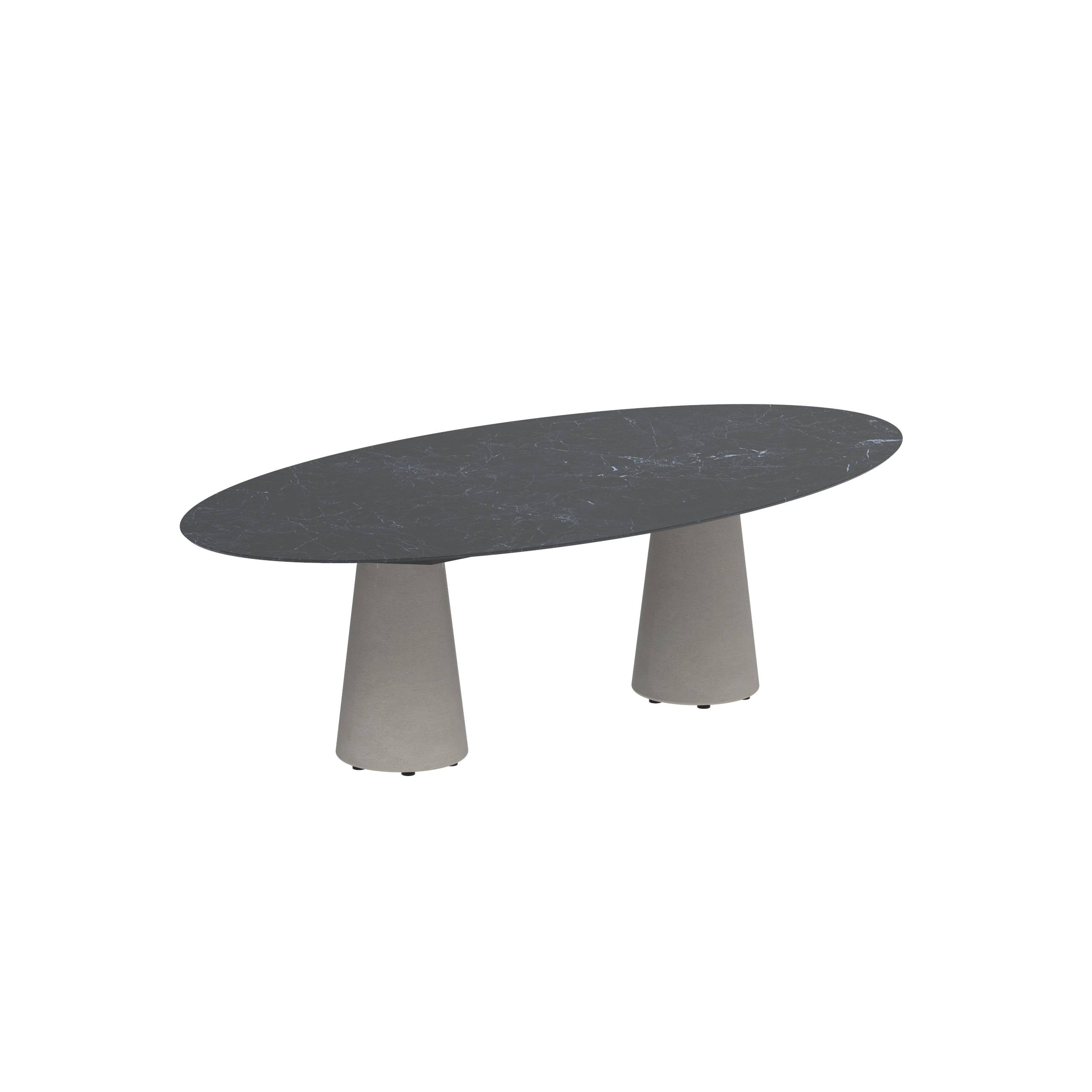 Conix Table Ellipse 250x130 Legs Concrete Cement Grey - Table Top Ceramic Nero Marquina