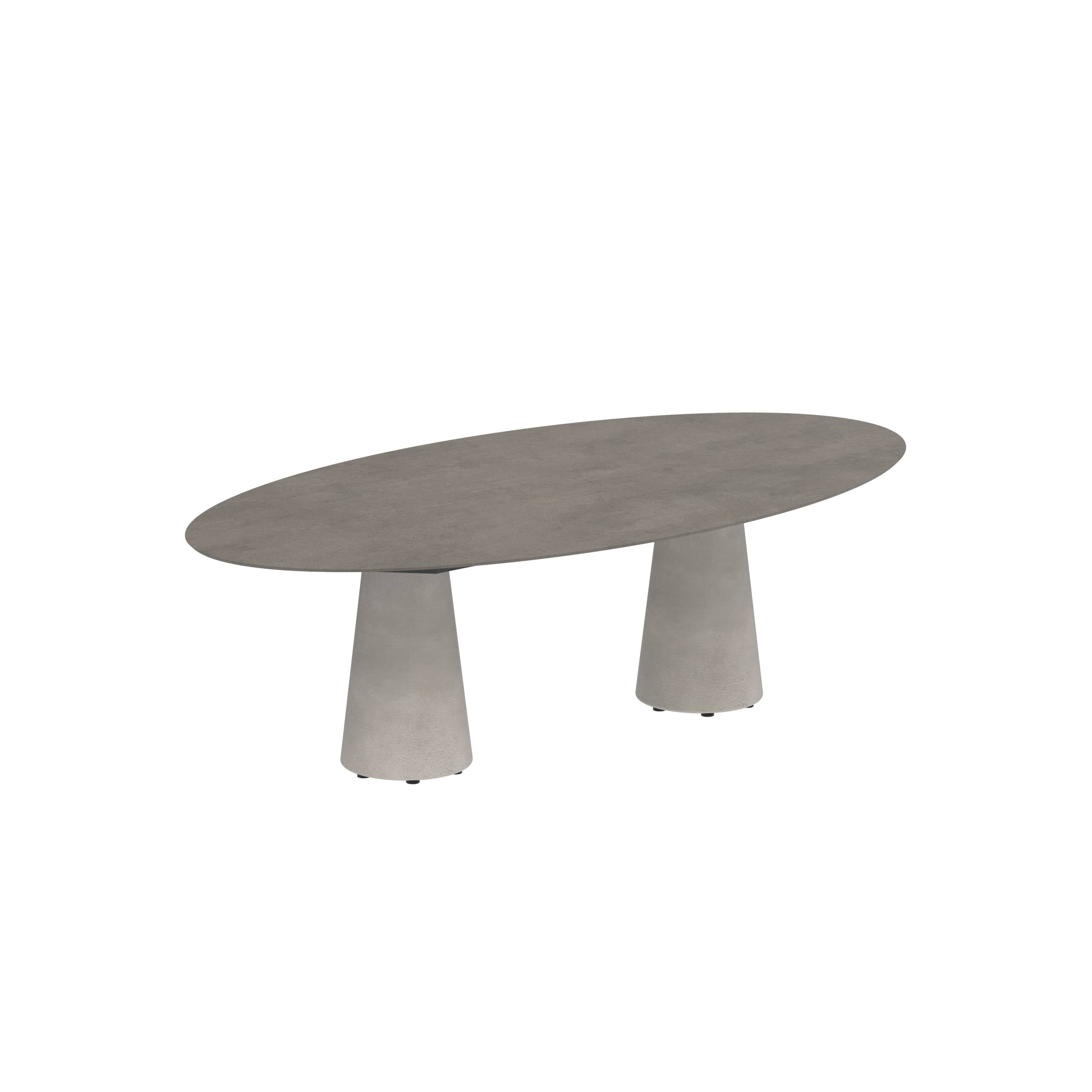 Conix Table Ellipse 250x130 Legs Concrete Cement Grey - Table Top Ceramic Terra Marrone