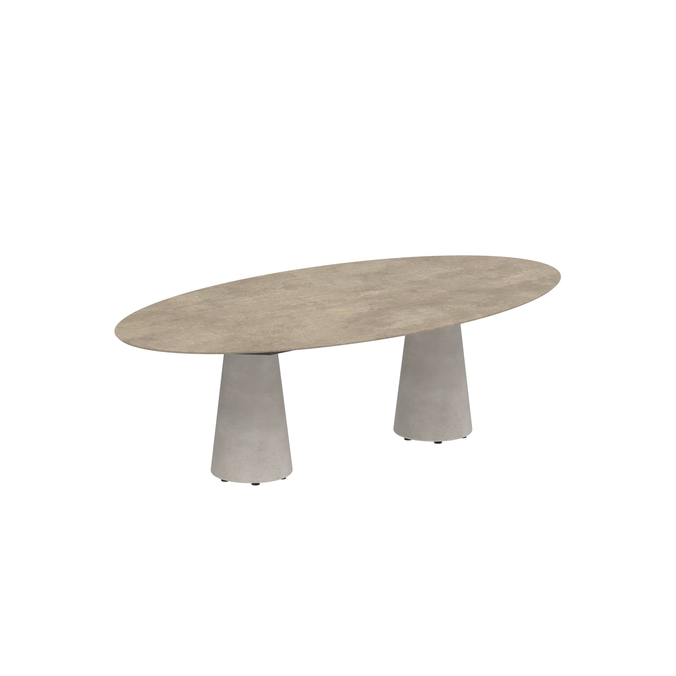 Conix Table Ellipse 250x130 Legs Concrete Cement Grey - Table Top Ceramic Terra Sabbia