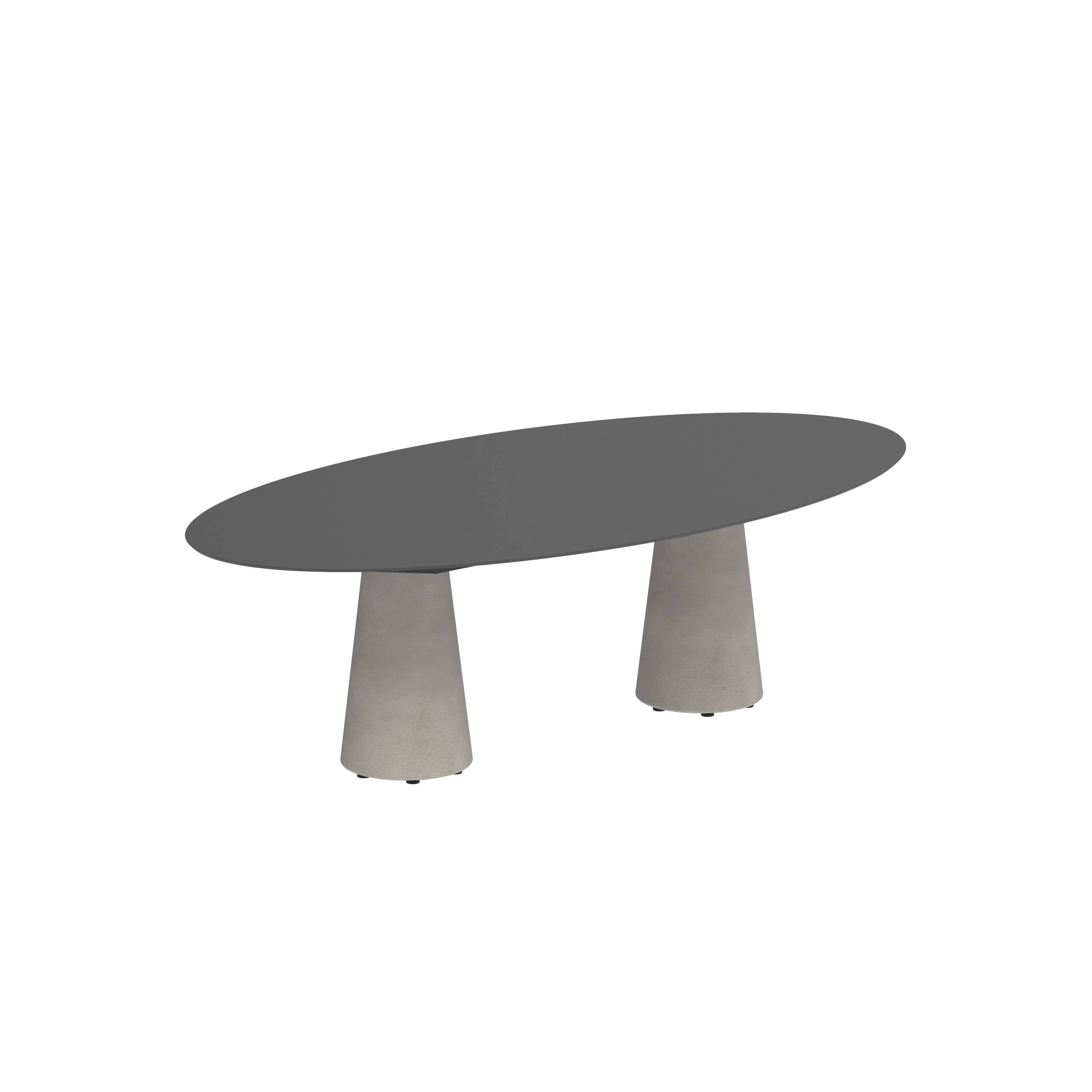 Conix Table Ellipse 250x130 Legs Concrete Cement Grey - Table Top Ceramic Black