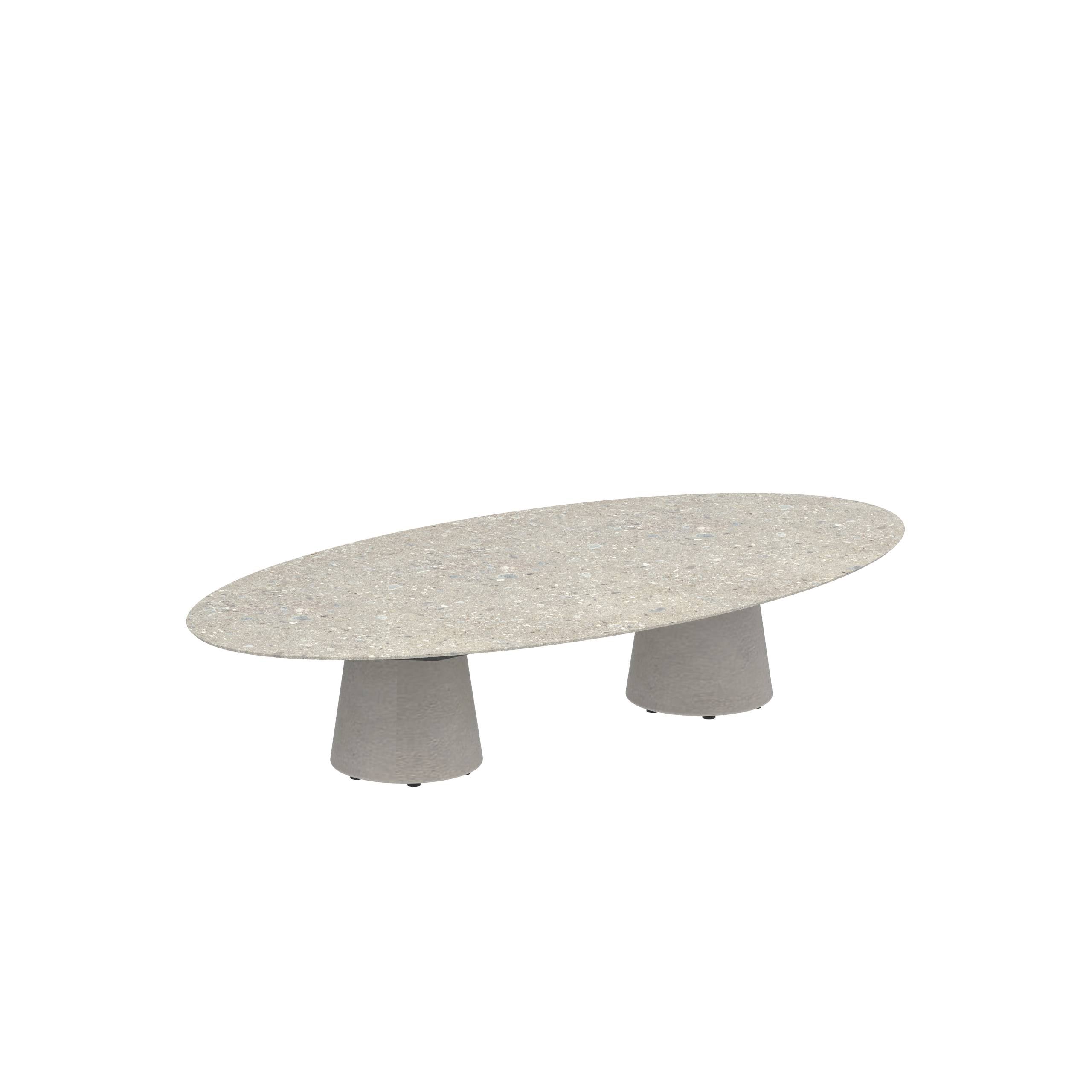 Conix Table Ellipse 250x130 Cm High Lounge Legs Concrete Cement Grey - Table Top Ceramic Ceppo Dolomitica