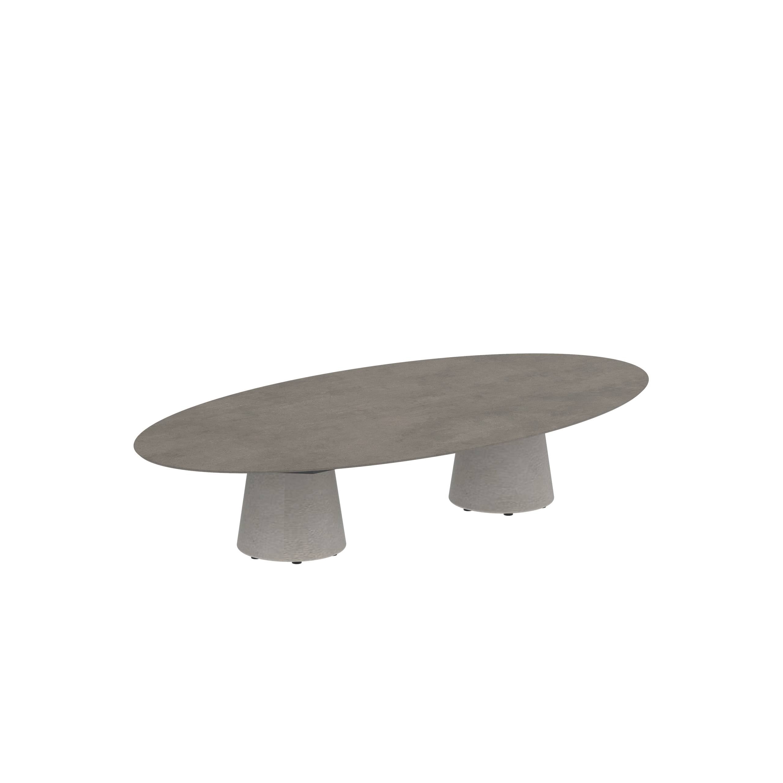 Conix Table Ellipse 250x130 Cm High Lounge Legs Concrete Cement Grey - Table Top Ceramic Terra Marrone