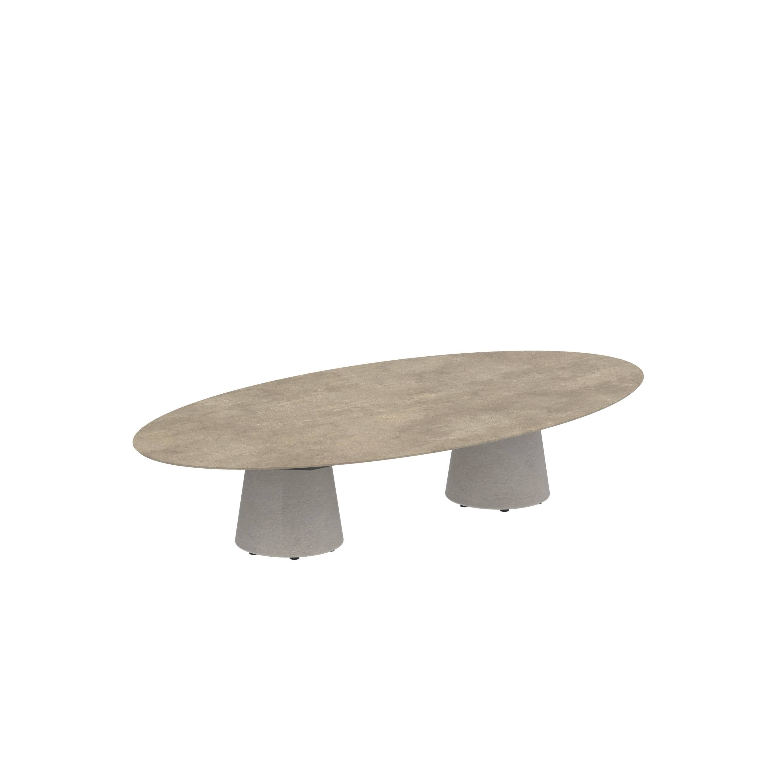 Conix Table Ellipse 250x130 Cm High Lounge Legs Concrete Cement Grey - Table Top Ceramic Terra Sabbia