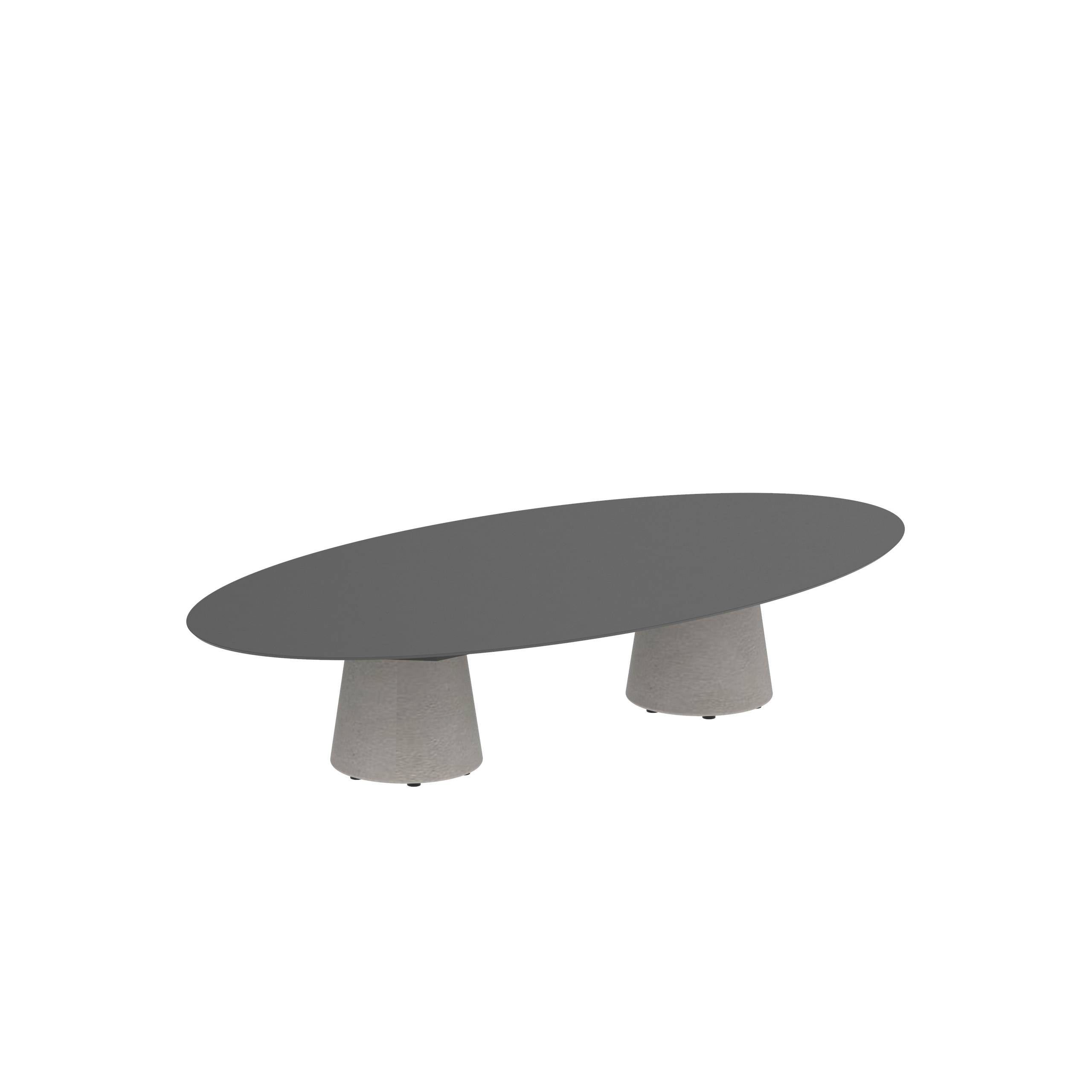 Conix Table Ellipse 250x130 Cm High Lounge Legs Concrete Cement Grey - Table Top Ceramic Black