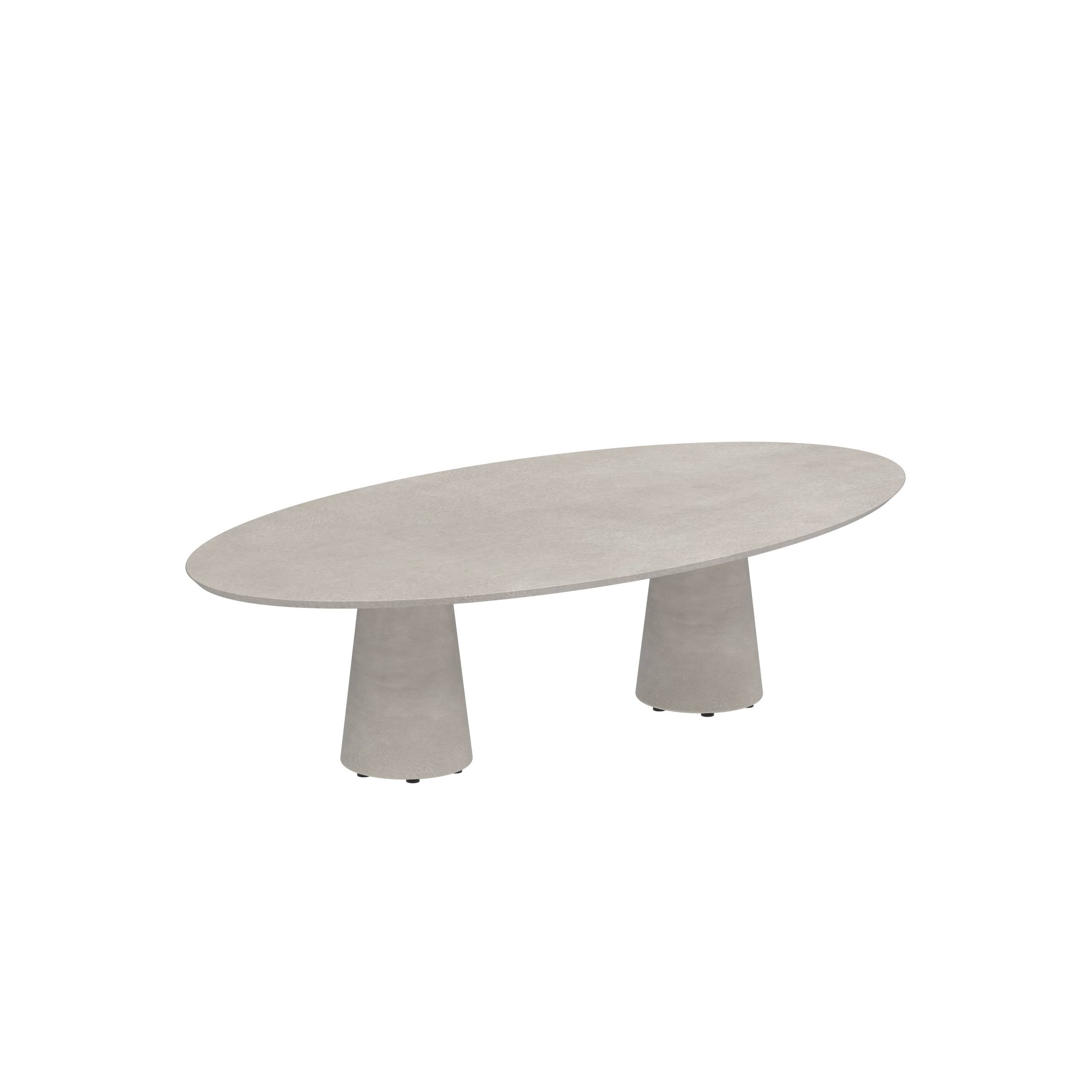 Conix Table Ellipse 250x130 Cm Low Dining Legs Concrete Cement Grey - Table Top Concrete