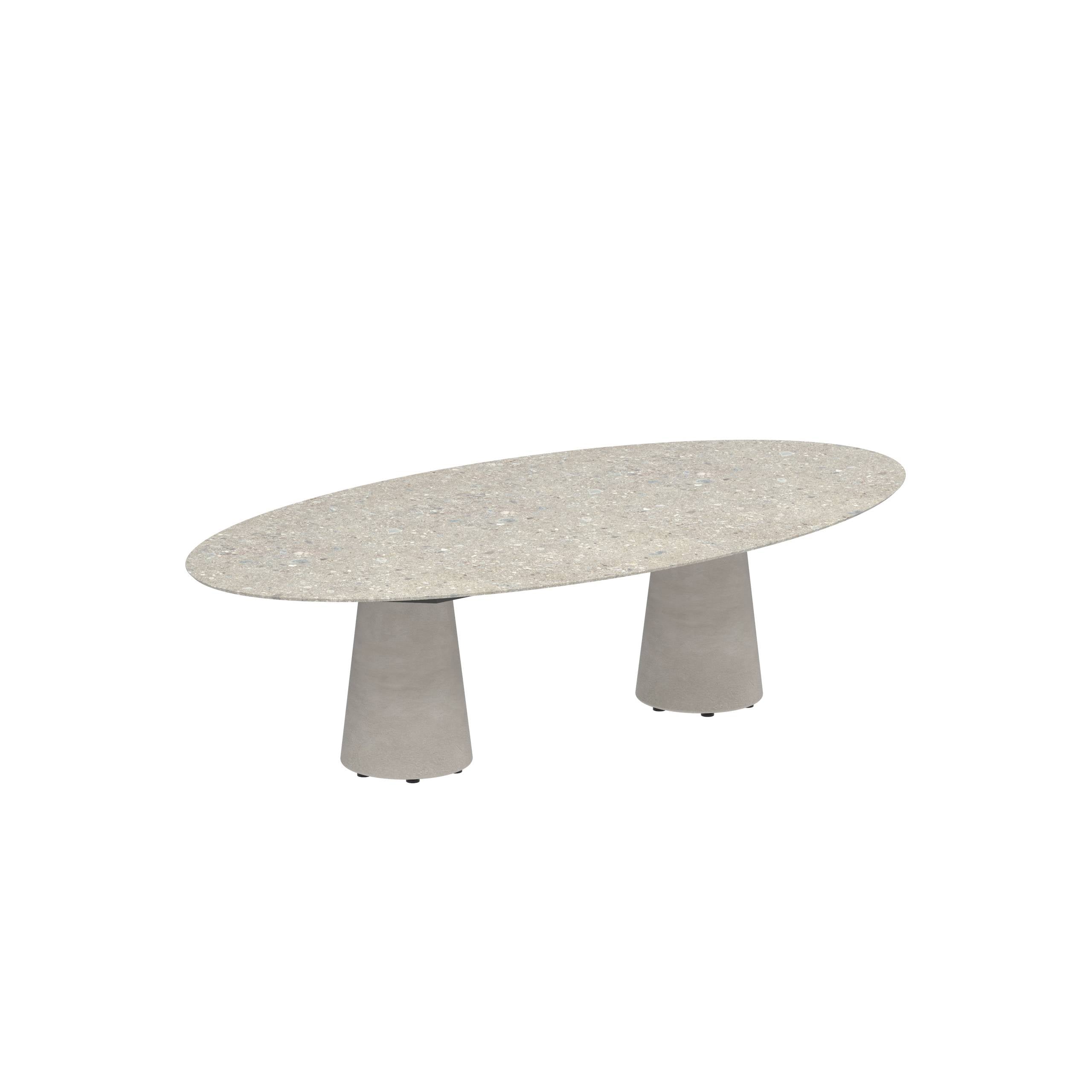 Conix Table Ellipse 250x130 Cm Low Dining Legs Concrete Cement Grey - Table Top Ceramic Ceppo Dolomitica