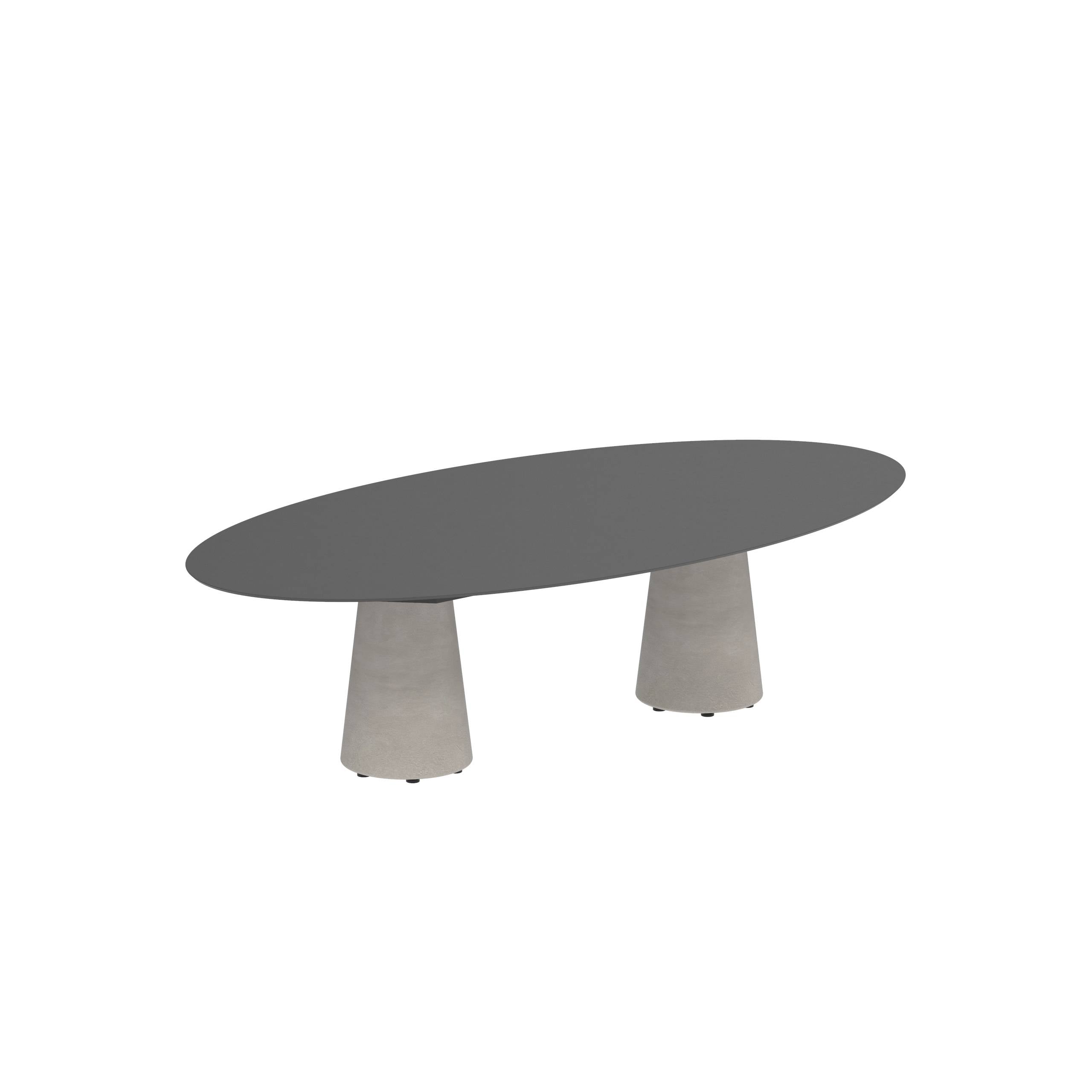 Conix Table Ellipse 250x130 Cm Low Dining Legs Concrete Cement Grey - Table Top Ceramic Black