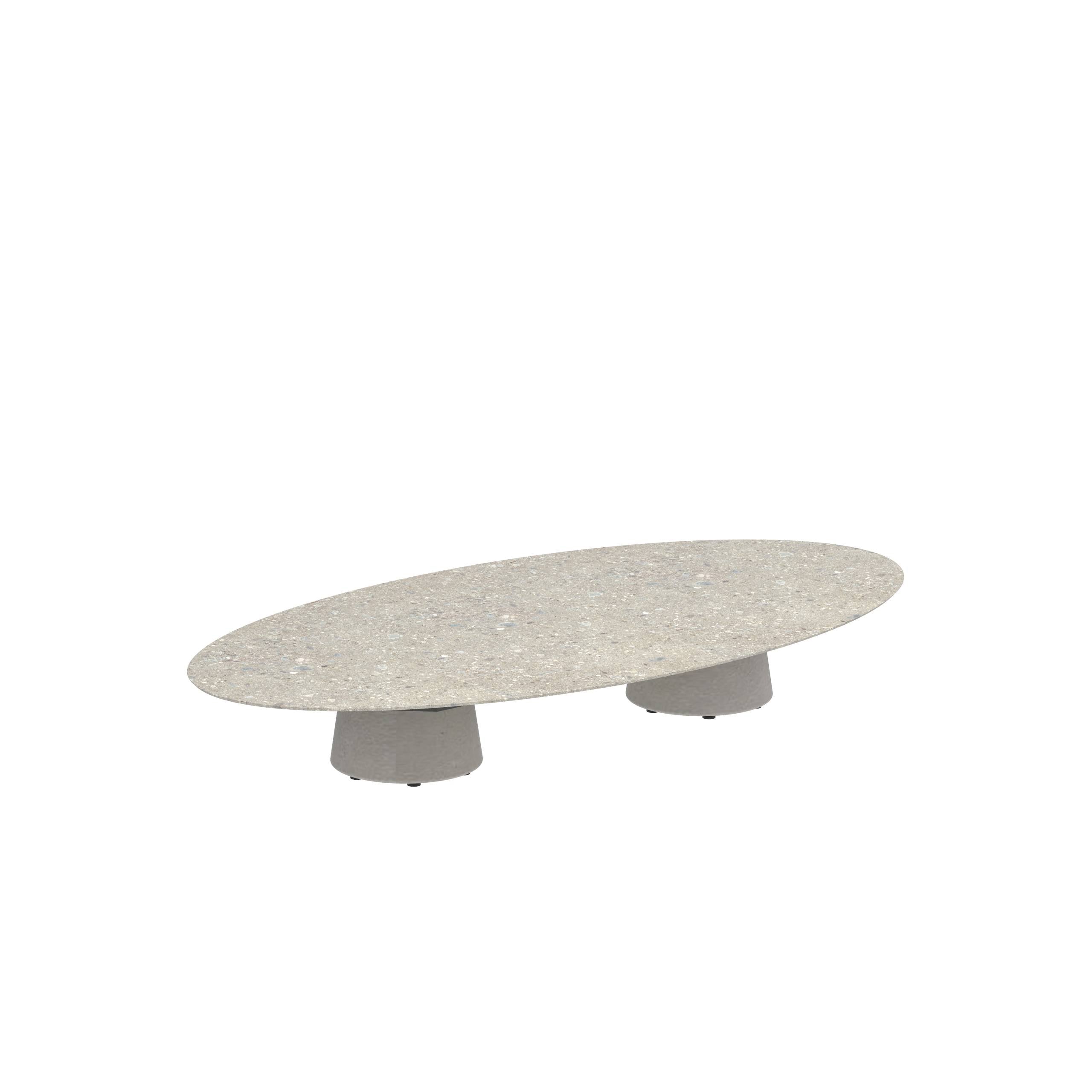 Conix Table Ellipse 250x130 Cm Low Lounge Legs Concrete Cement Grey - Table Top Ceramic Ceppo Dolomitica