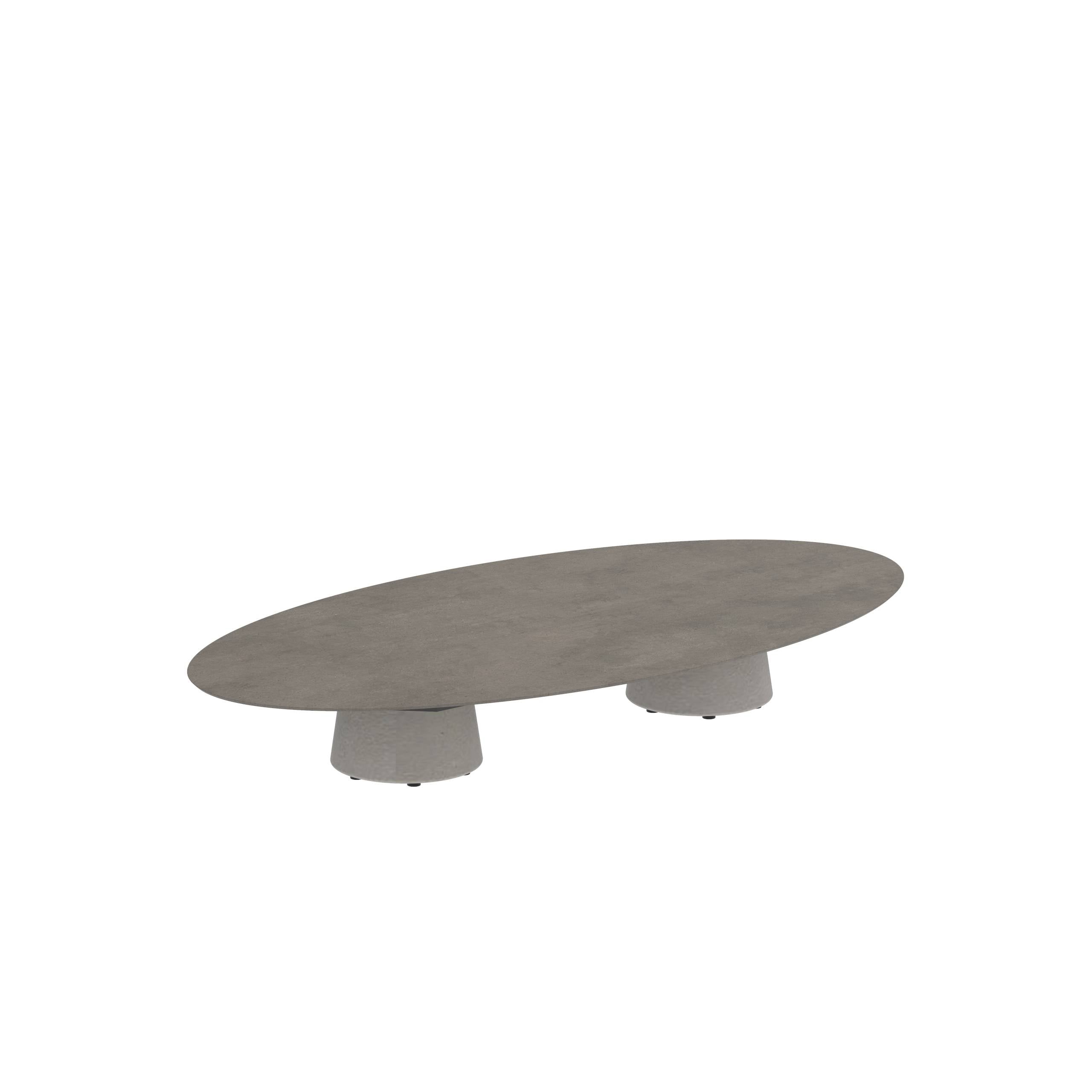 Conix Table Ellipse 250x130 Cm Low Lounge Legs Concrete Cement Grey - Table Top Ceramic Terra Marrone