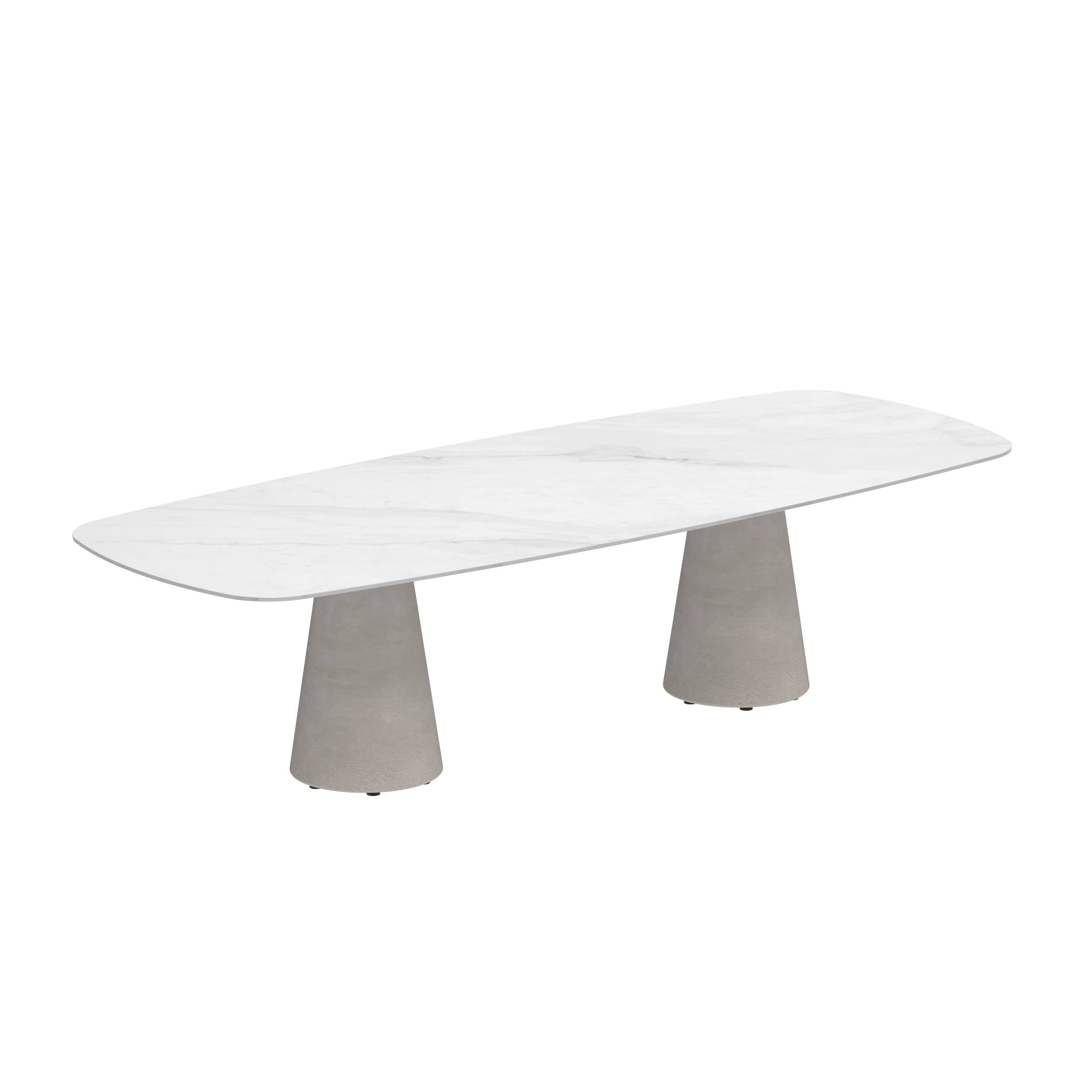 Conix Table 300x120 Cm Legs Concrete Cement Grey - Table Top Ceramic Bianco Statuario
