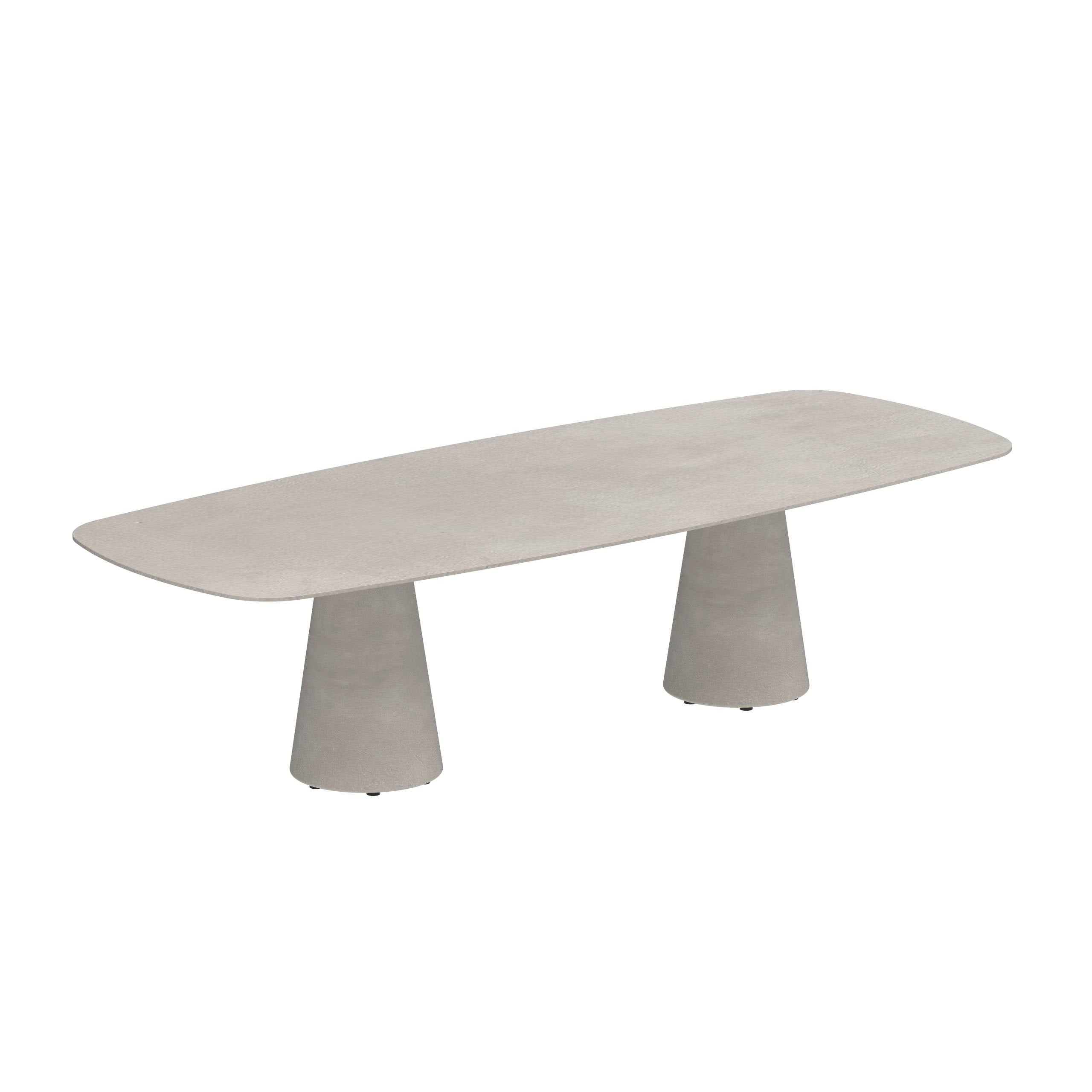 Conix Table 300x120 Cm Legs Concrete Cement Grey - Table Top Ceramic Cemento Luminoso