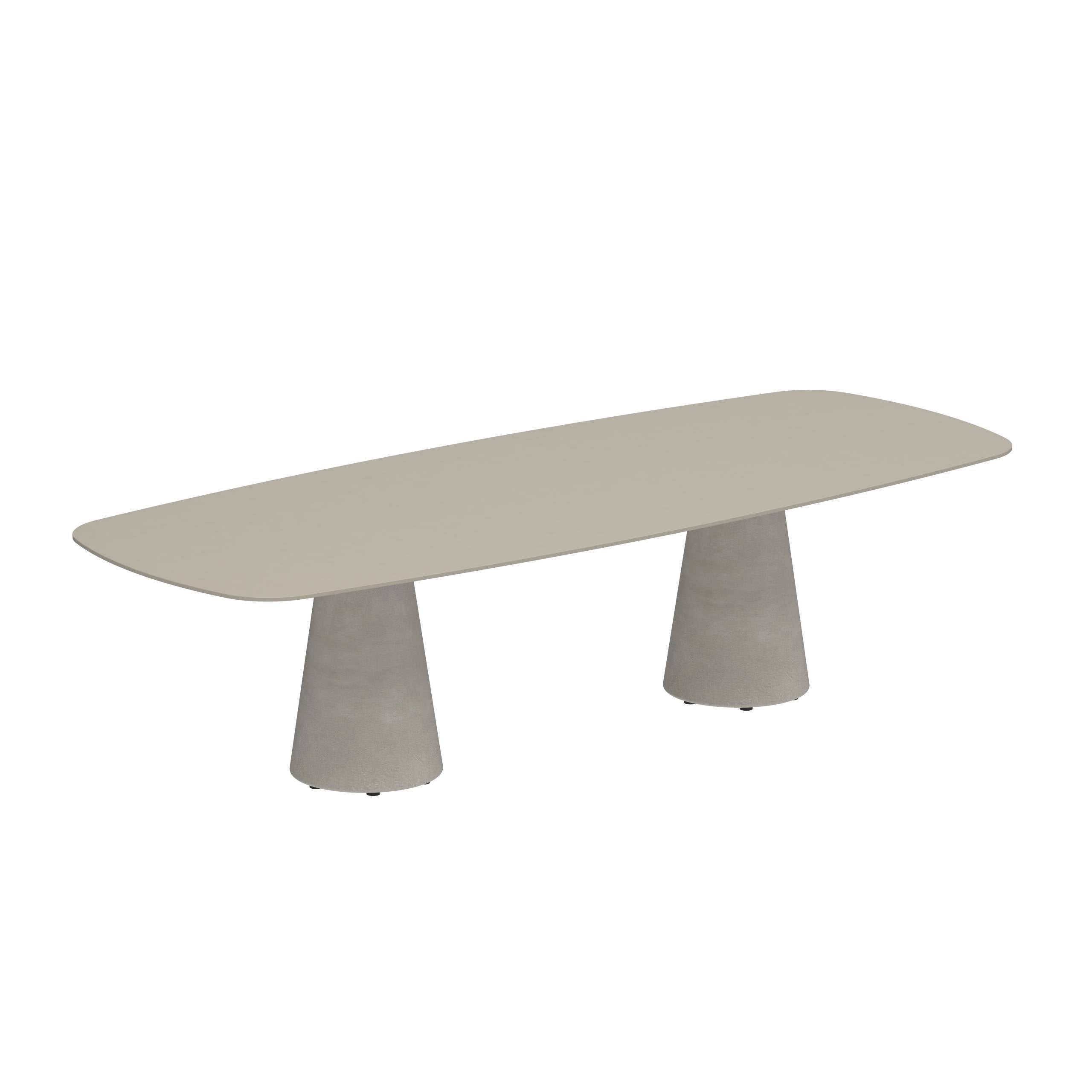 Conix Table 300x120 Cm Legs Concrete Cement Grey - Table Top Ceramic Pearl Grey