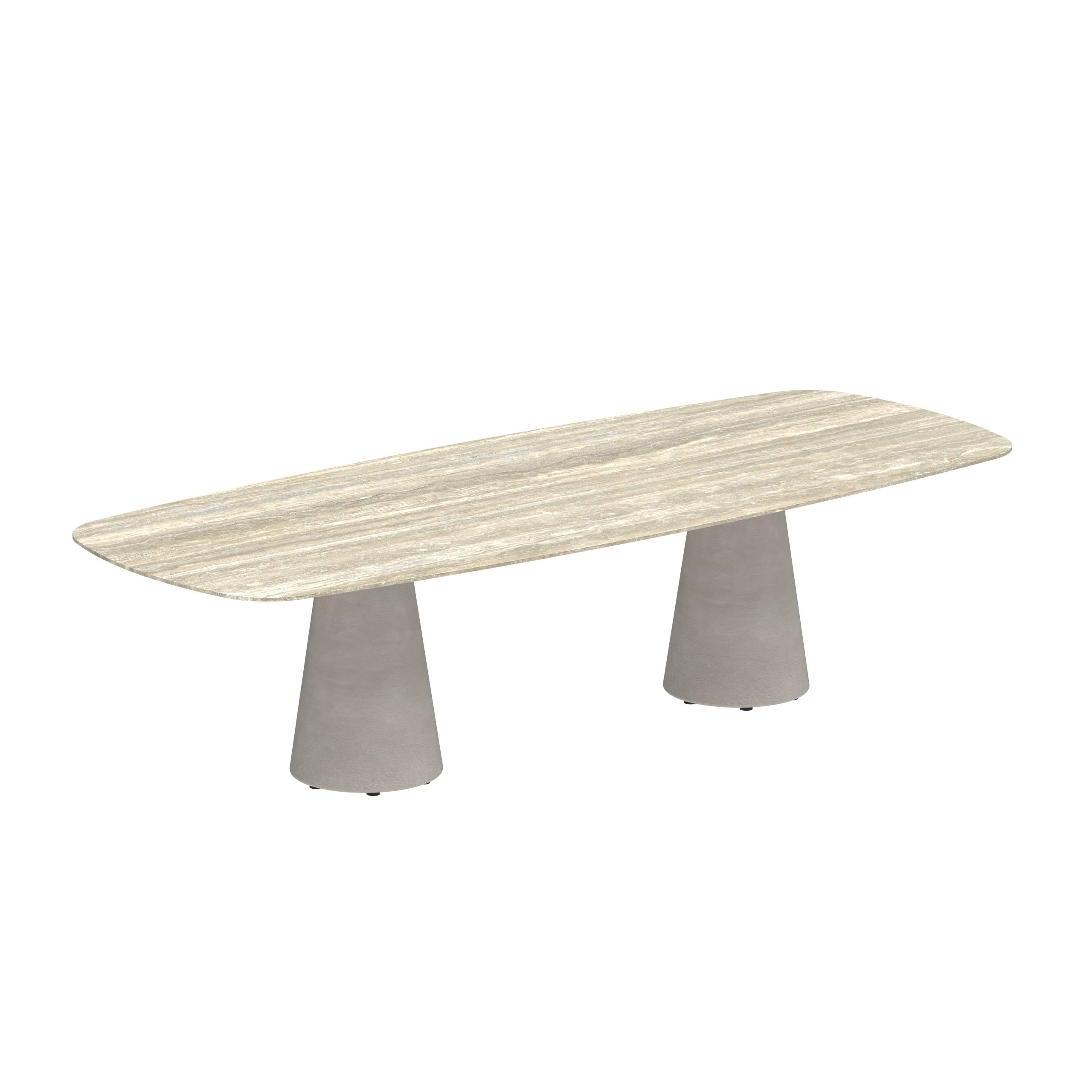 Conix Table 300x120 Cm Legs Concrete Cement Grey - Table Top Ceramic Travertino