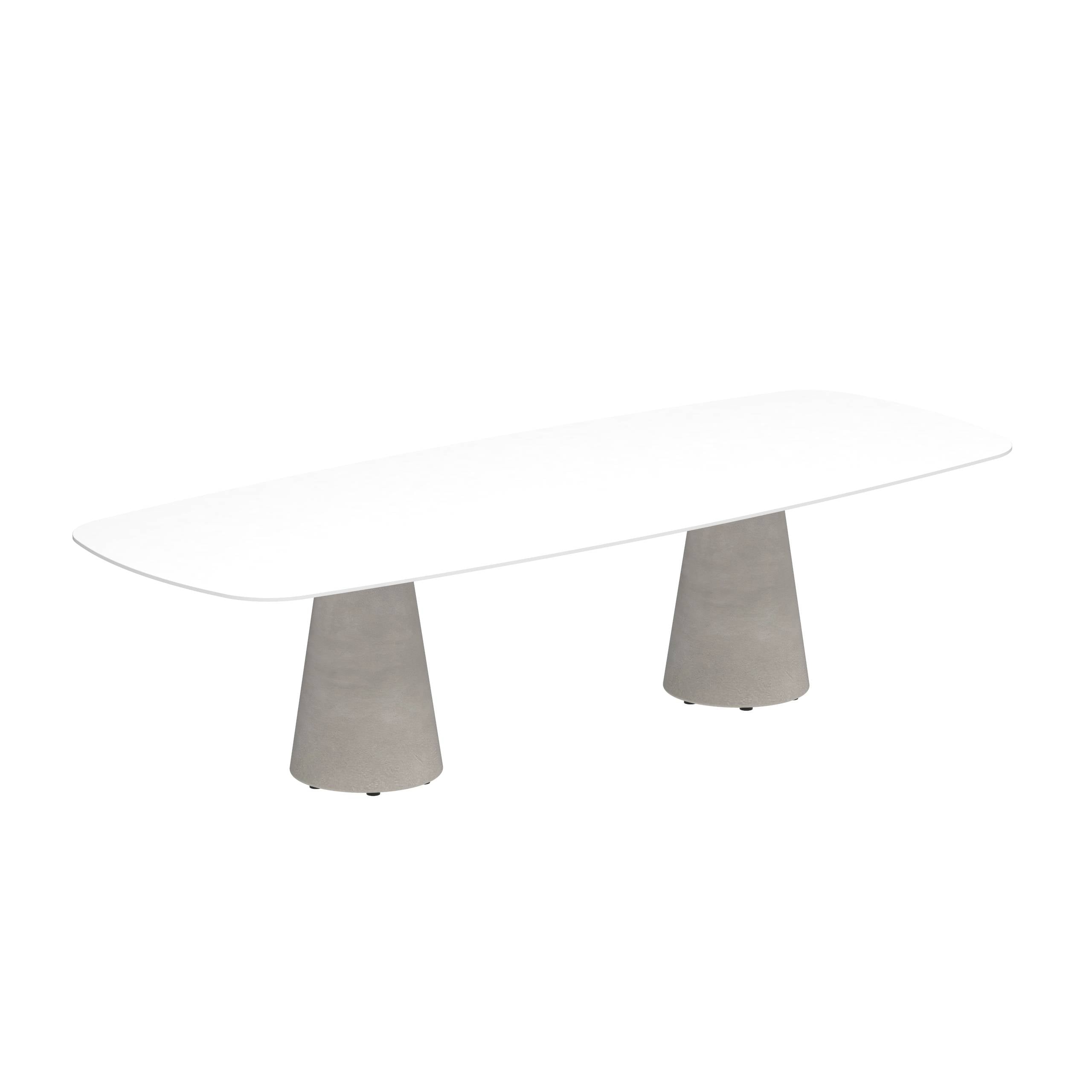 Conix Table 300x120 Cm Legs Concrete Cement Grey - Table Top Ceramic White