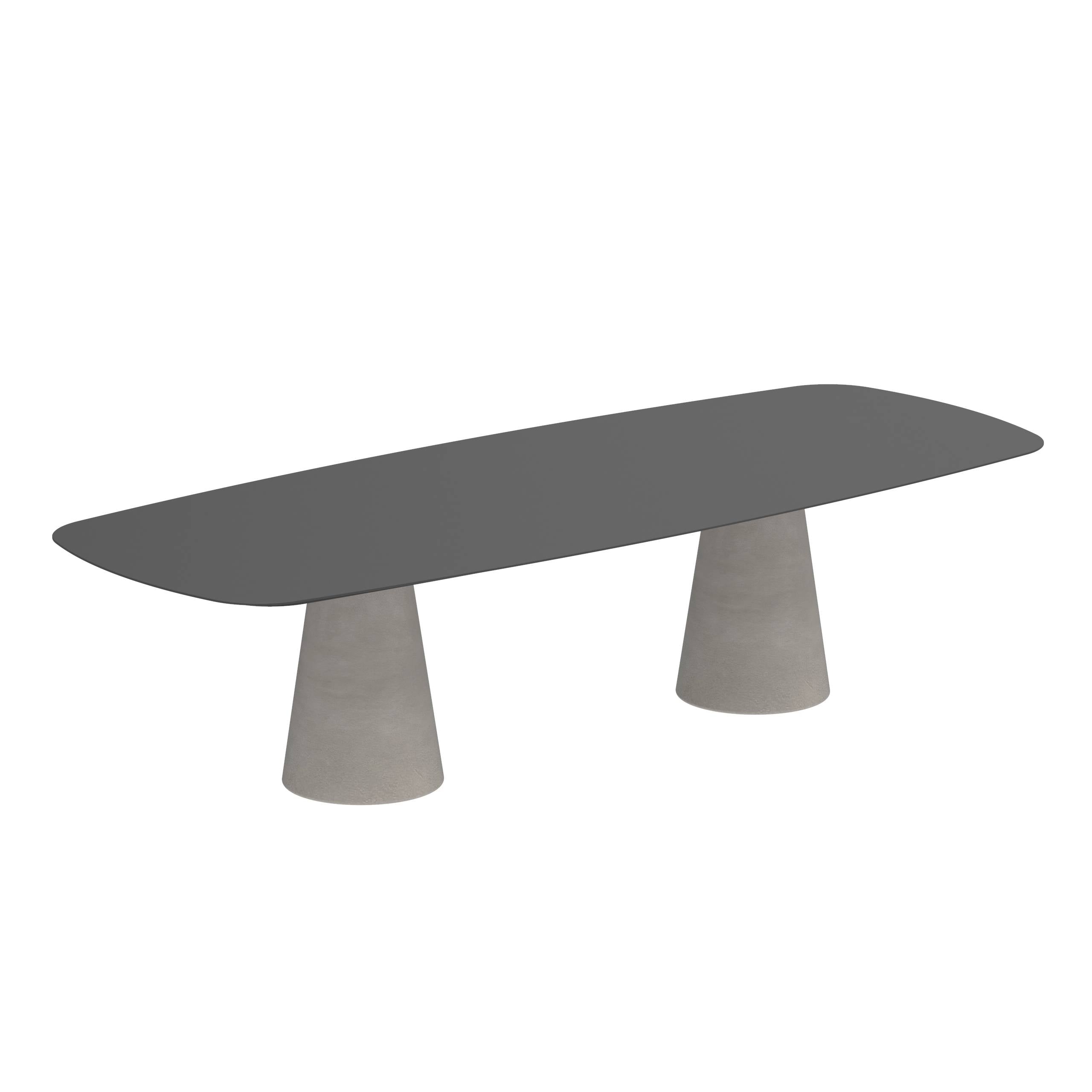 Conix Table 300x120 Cm Legs Concrete Cement Grey - Table Top Ceramic Black