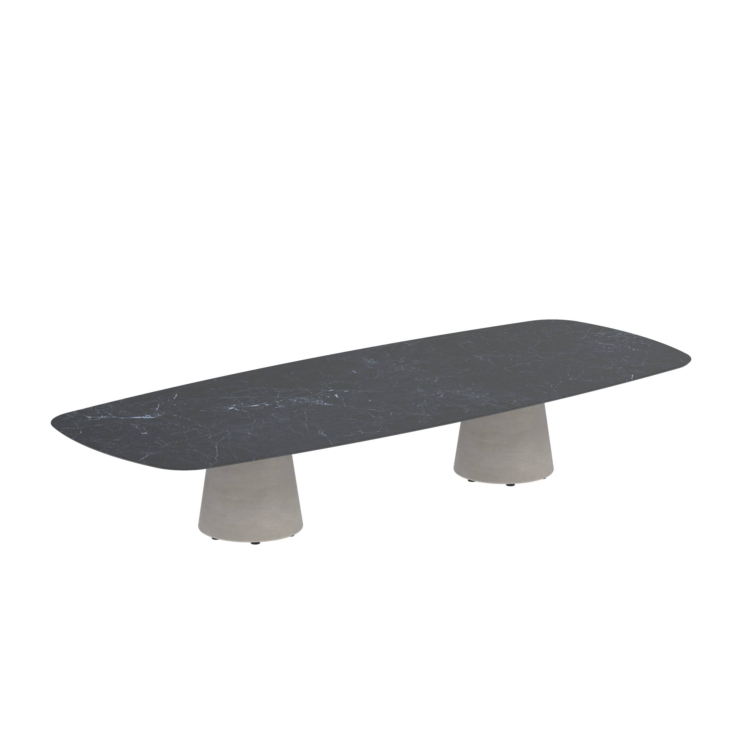 Conix Table 300x120 Cm High Lounge Legs Concrete Cement Grey - Table Top Ceramic Nero Marquina
