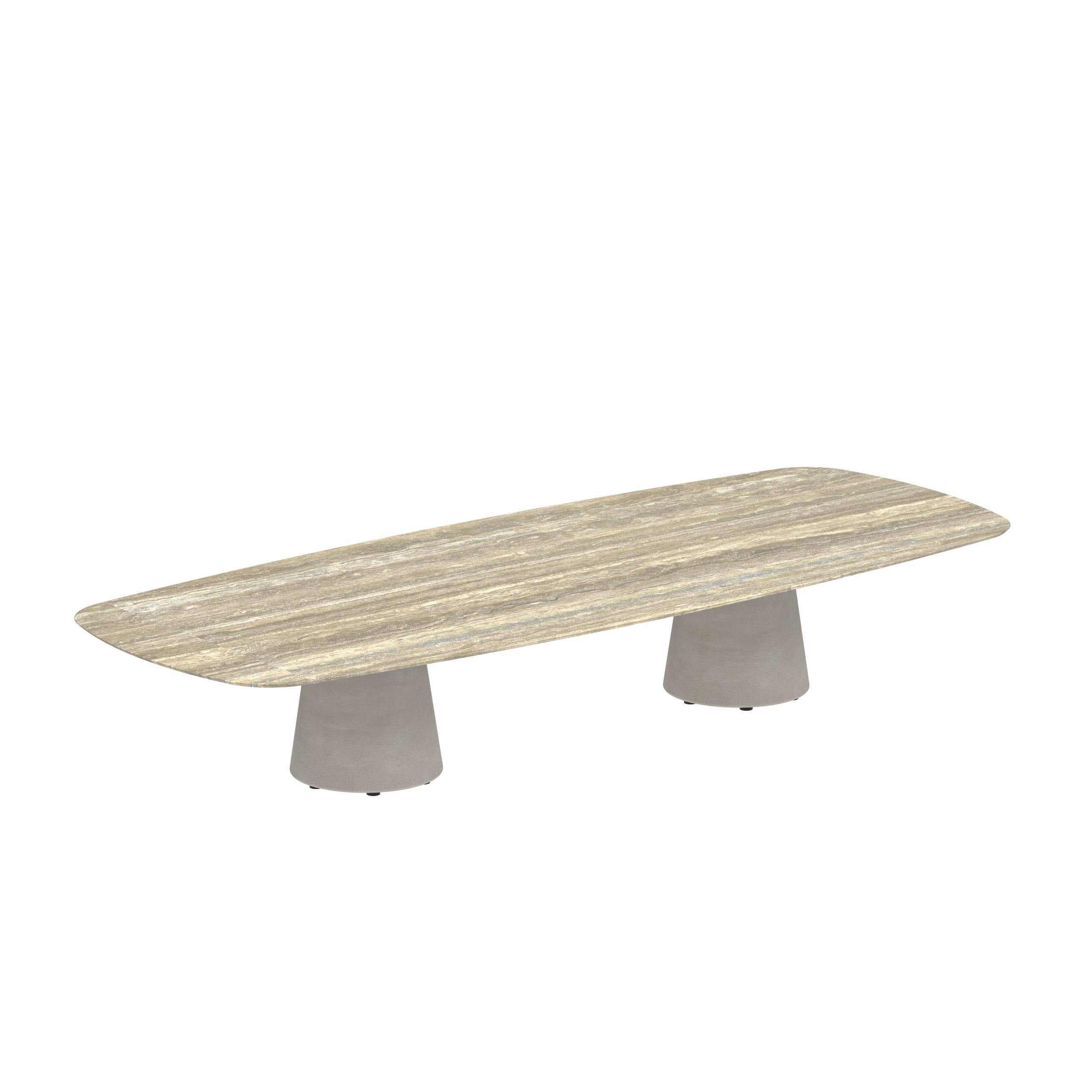 Conix Table 300x120 Cm High Lounge Legs Concrete Cement Grey - Table Top Ceramic Travertino