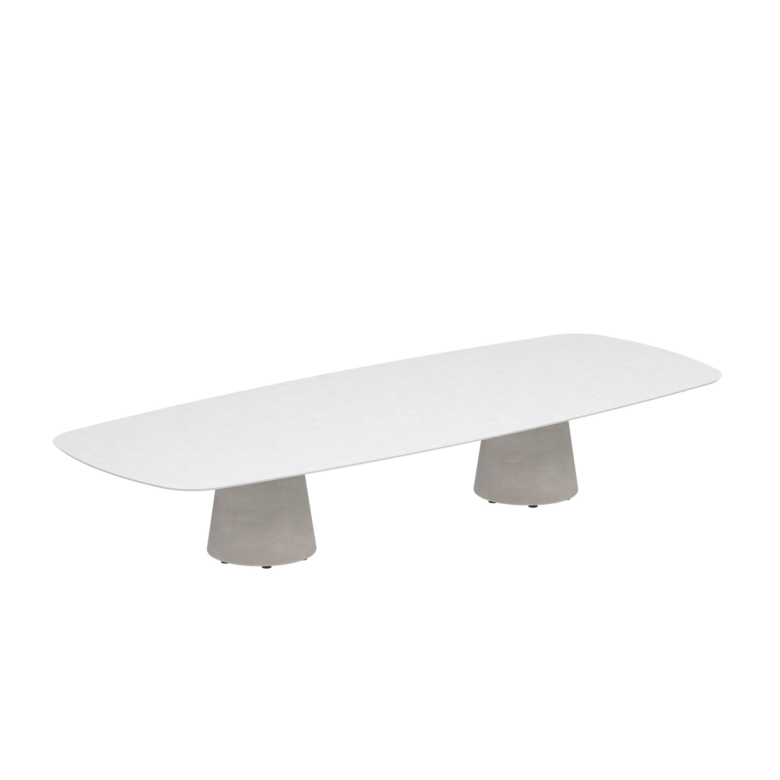 Conix Table 300x120 Cm High Lounge Legs Concrete Cement Grey - Table Top Ceramic White